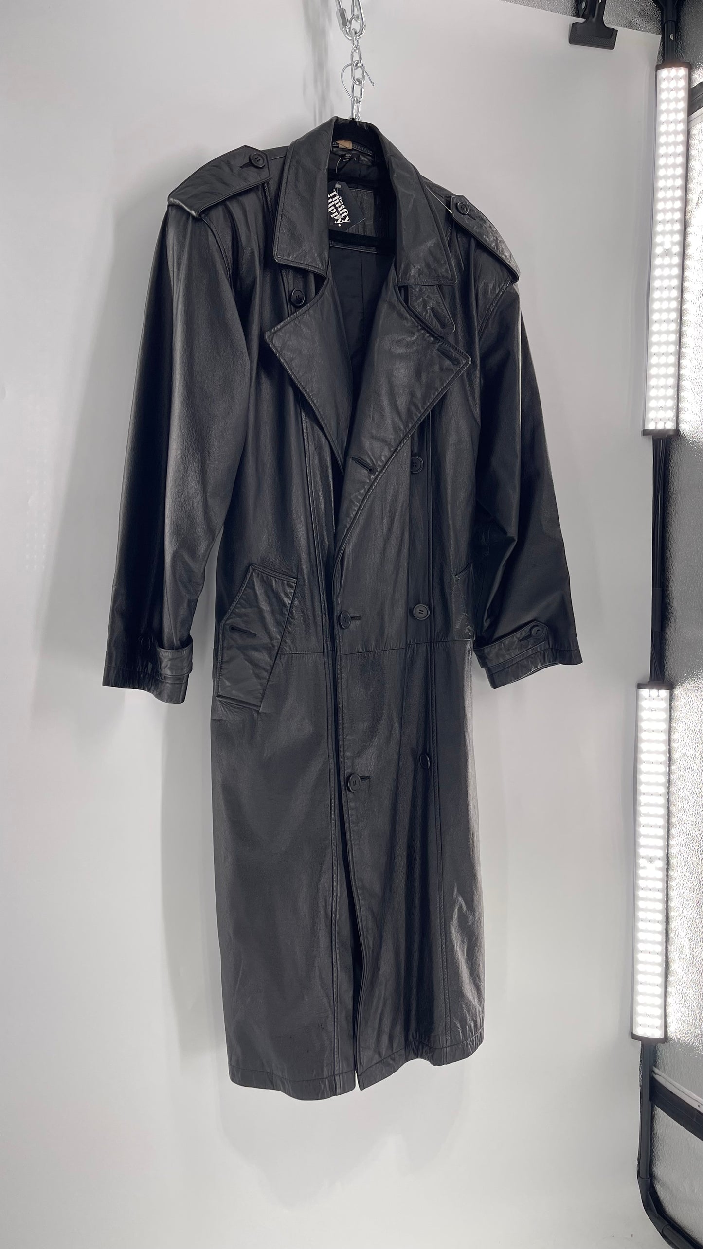 Georgetown Vintage Black Leather Trench Coat (Medium)