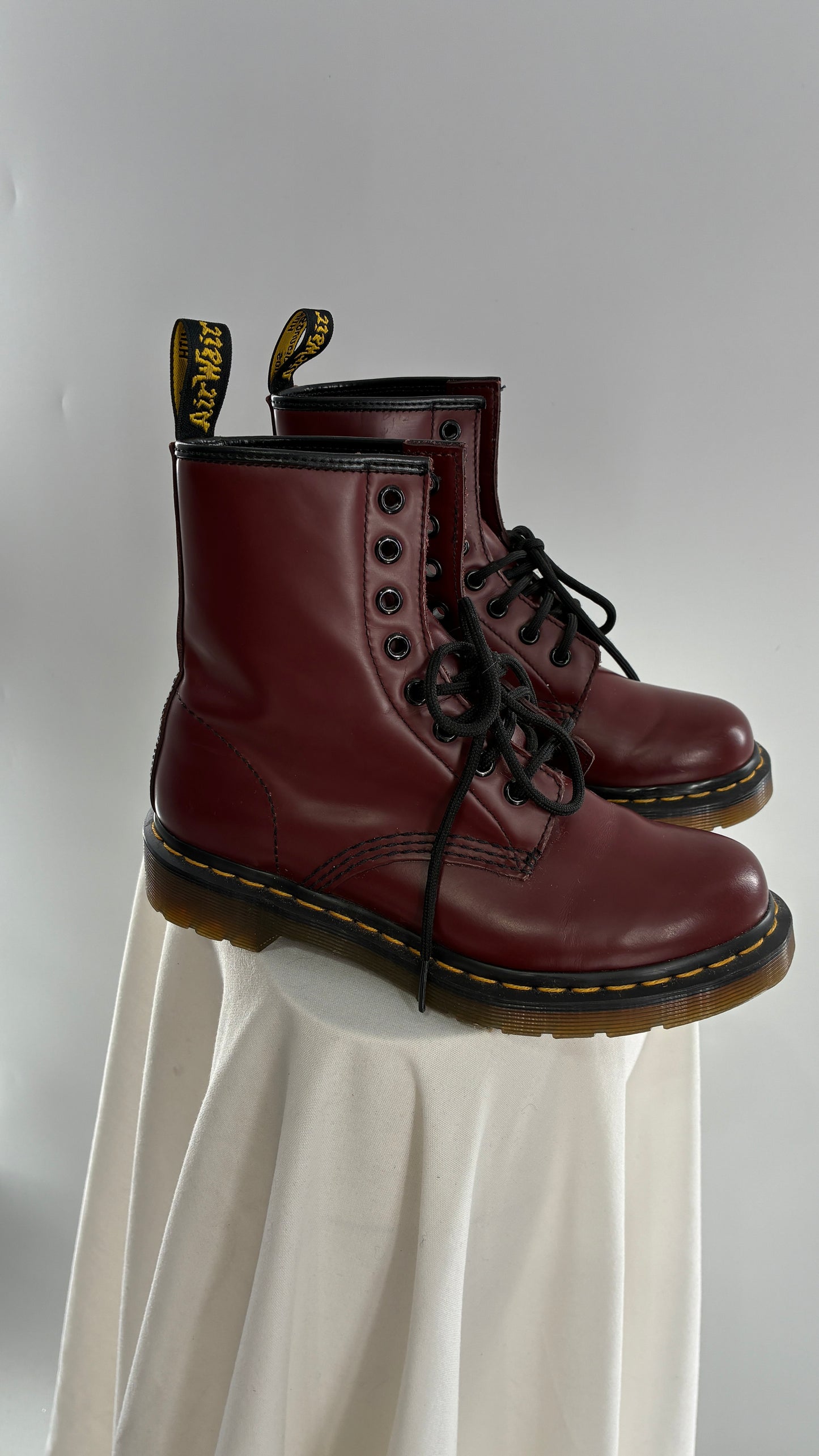 Vintage Dr. Martens Burgundy Maroon Combat Boots (6L)