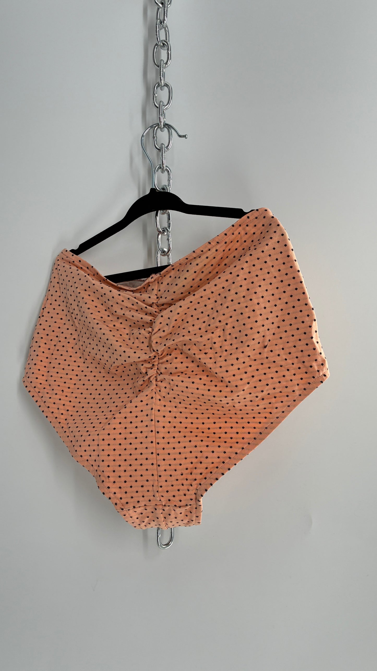 Peach Retro High Waisted Polka Dotted Swim Bottoms (S)