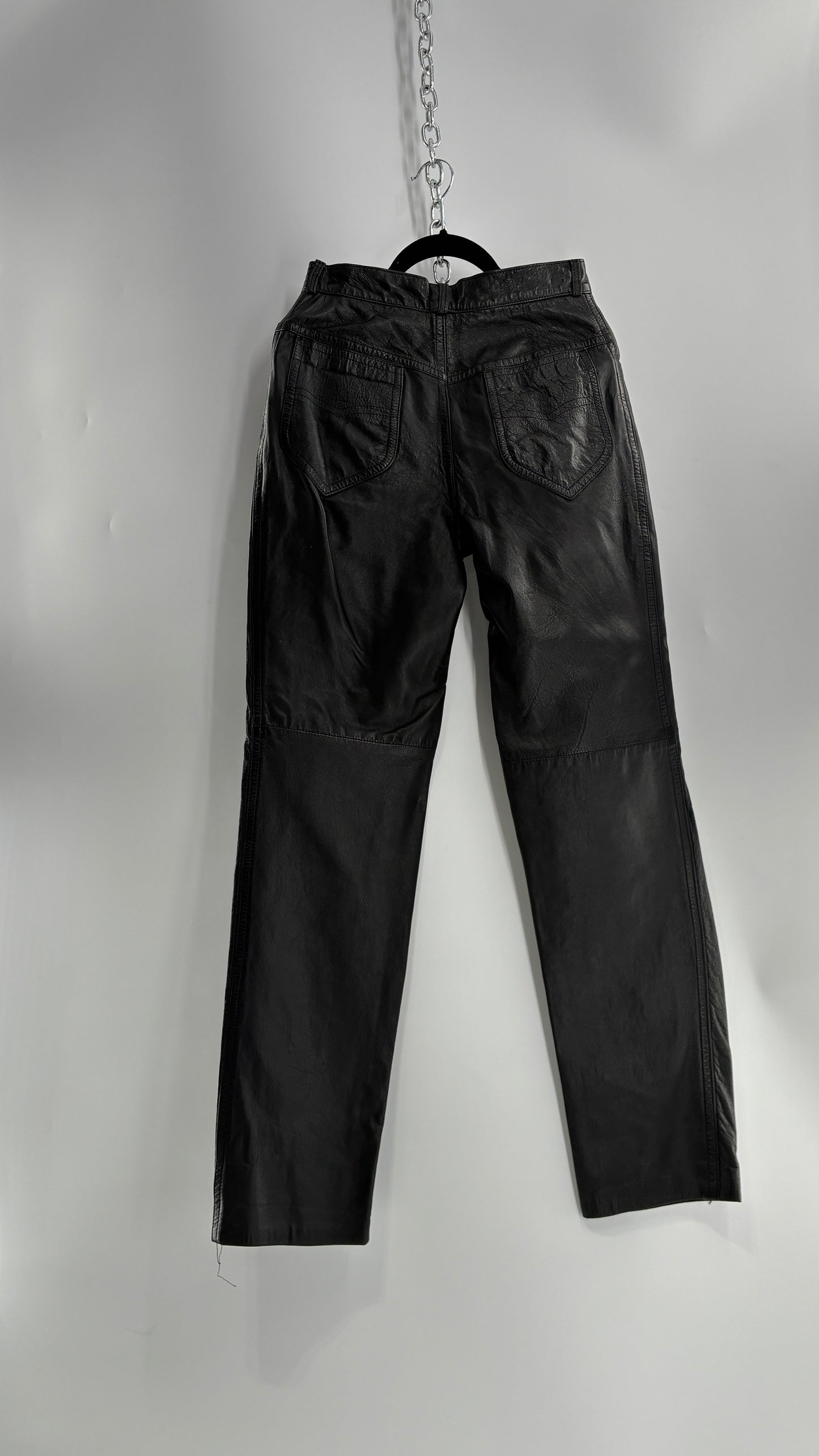 Vintage LILLIE RUBEN High Waisted Black Thin Leather Pants (6)