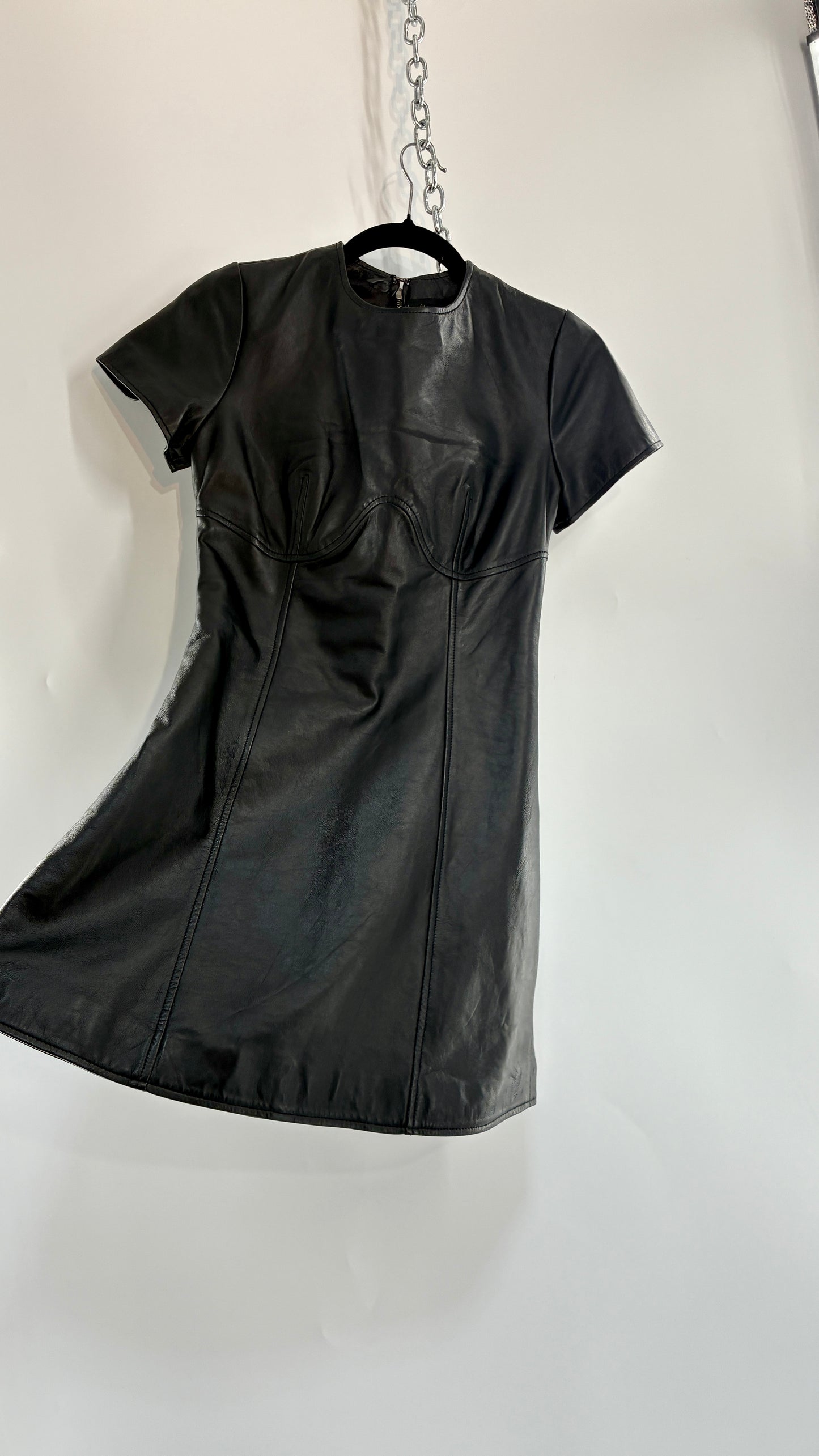 HOUSE of HARLOW X REVOLVE Genuine Leather Underbust Seam, Bodycon Mini Dress (Small)