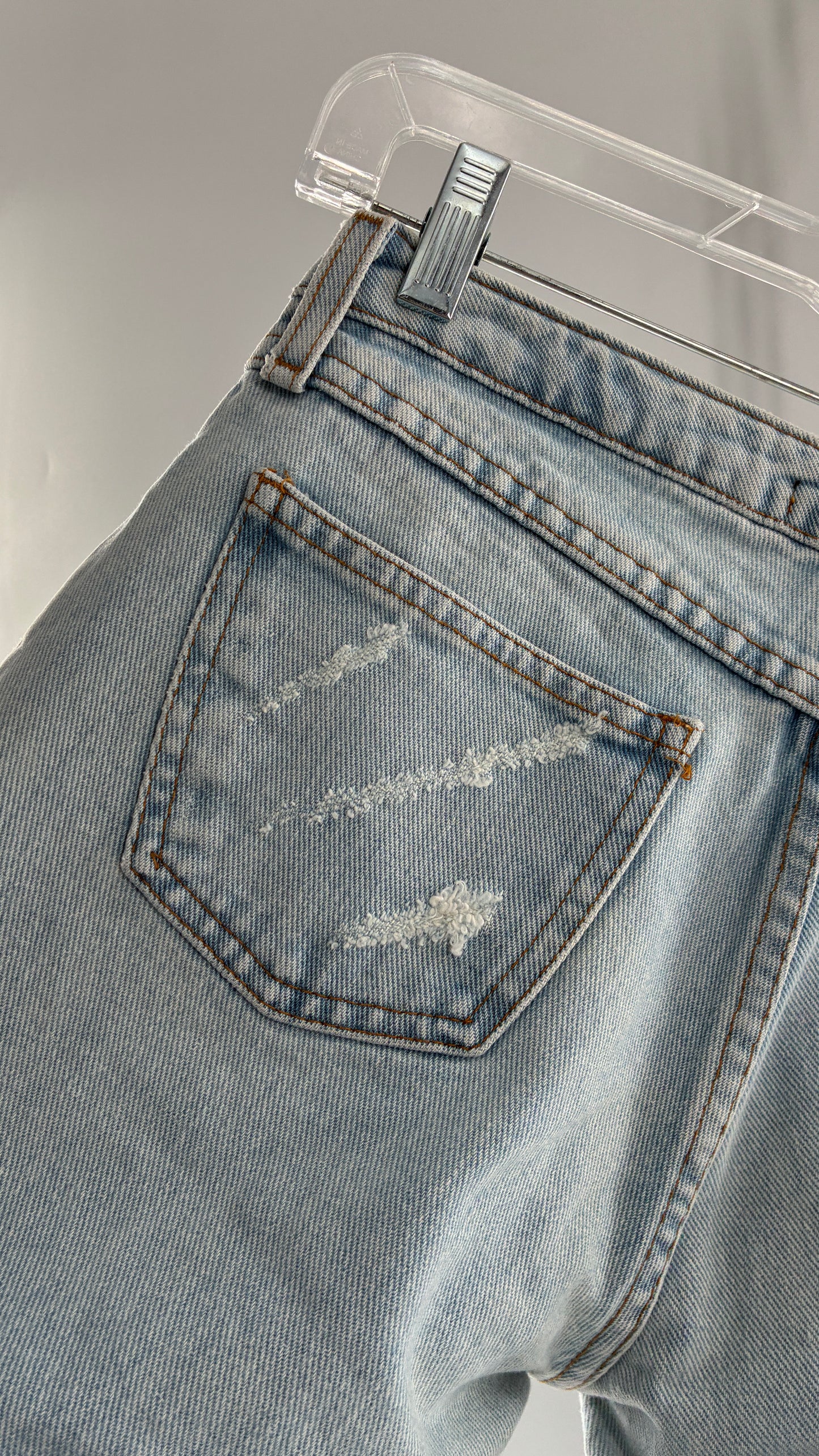 Vintage SAWARY Light Wash Brazilian Jeans with Fade and Embroidered Details (38)