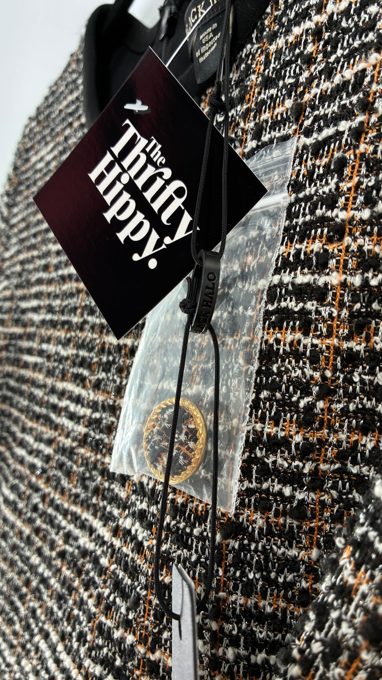 BLACK HALO Tweed Midi Dress with Tags Attached (8)