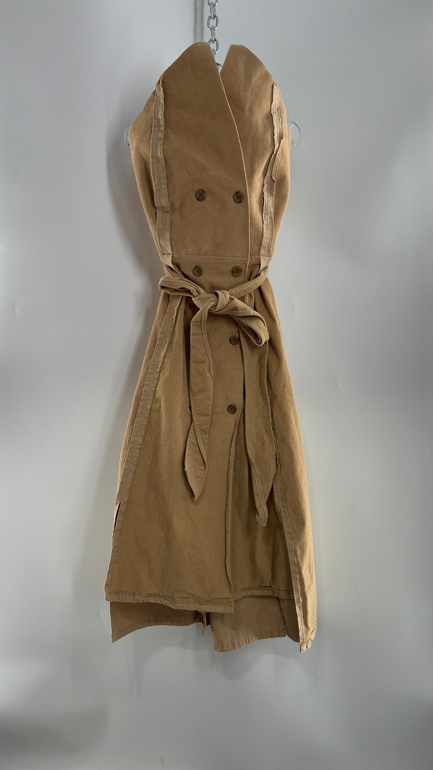 Vintage Corduroy Trench Coat Style Dress (Medium)