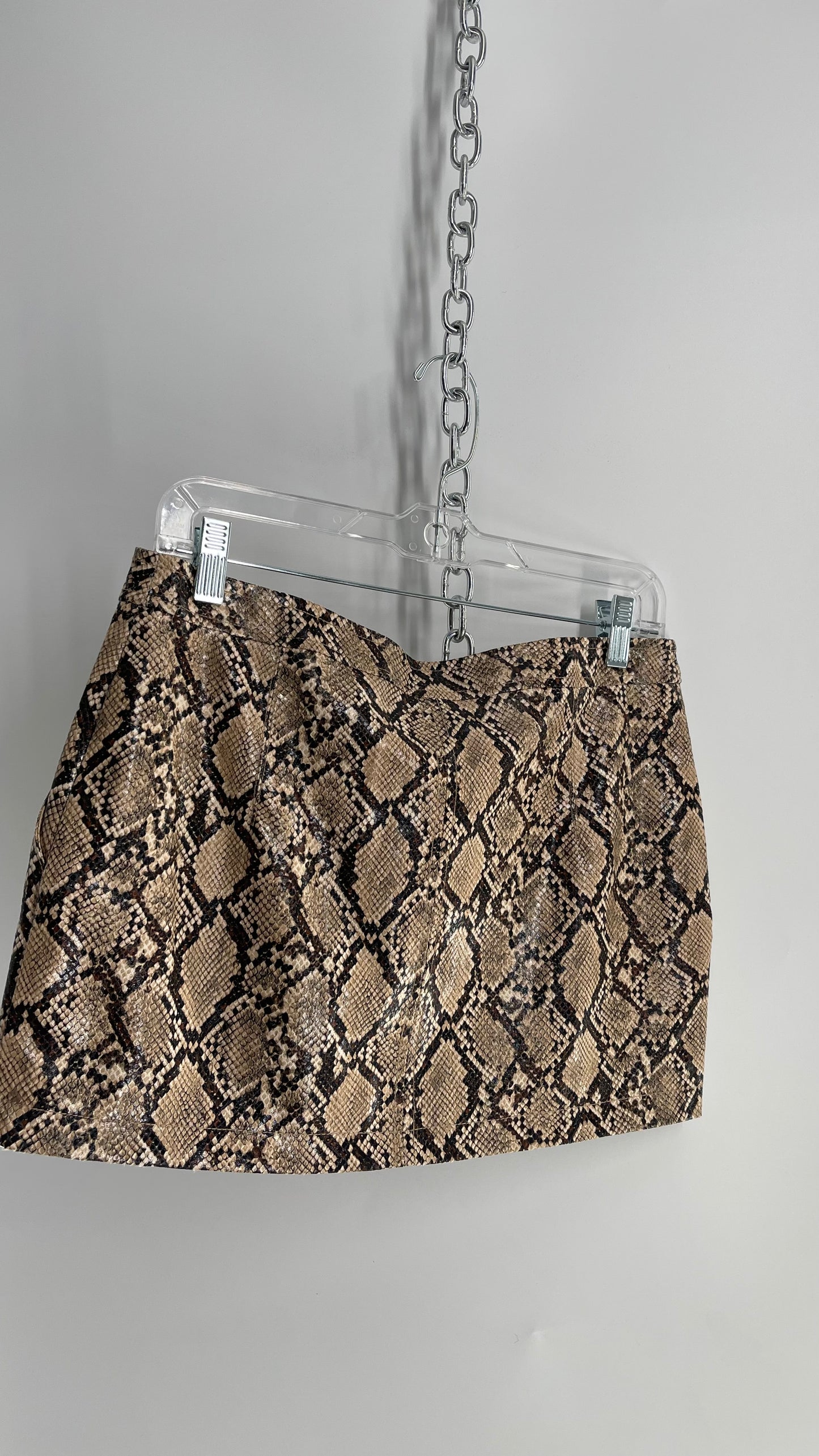 Free People Snakeskin Neutral Zip Front Mini Skirt (8)