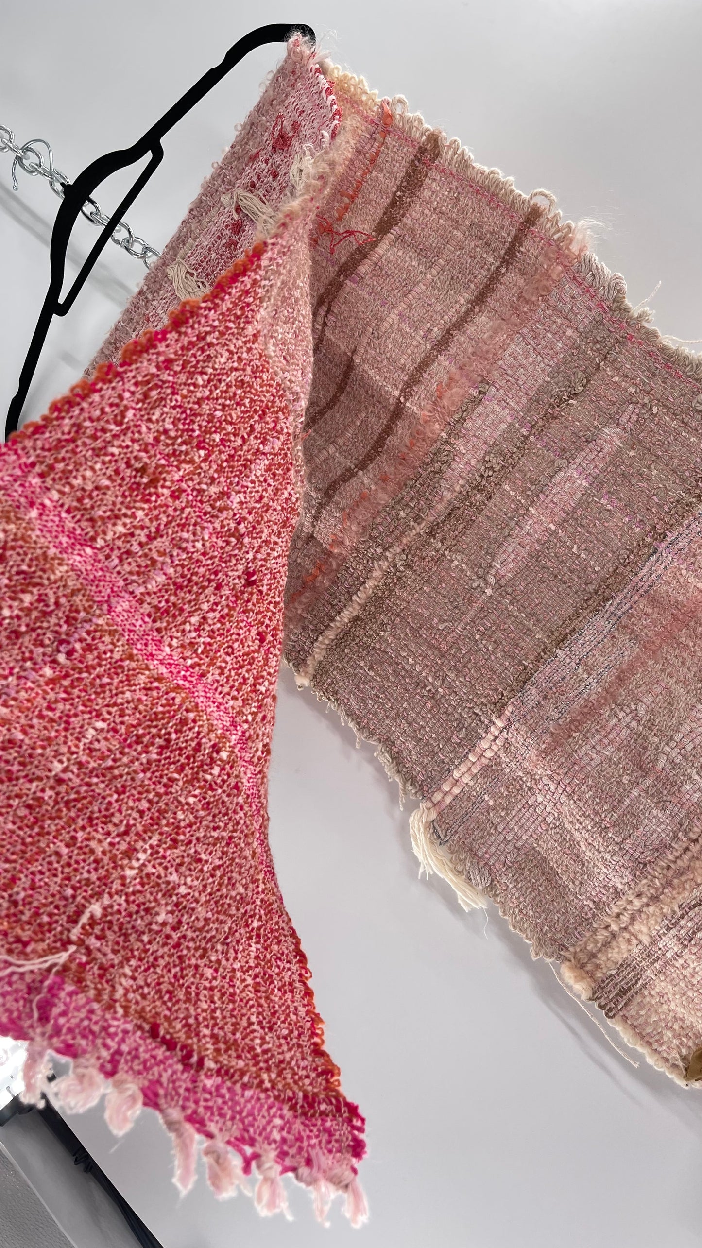 Anthropologie ALL ROADS Pink and Red Hand Knit Scarf