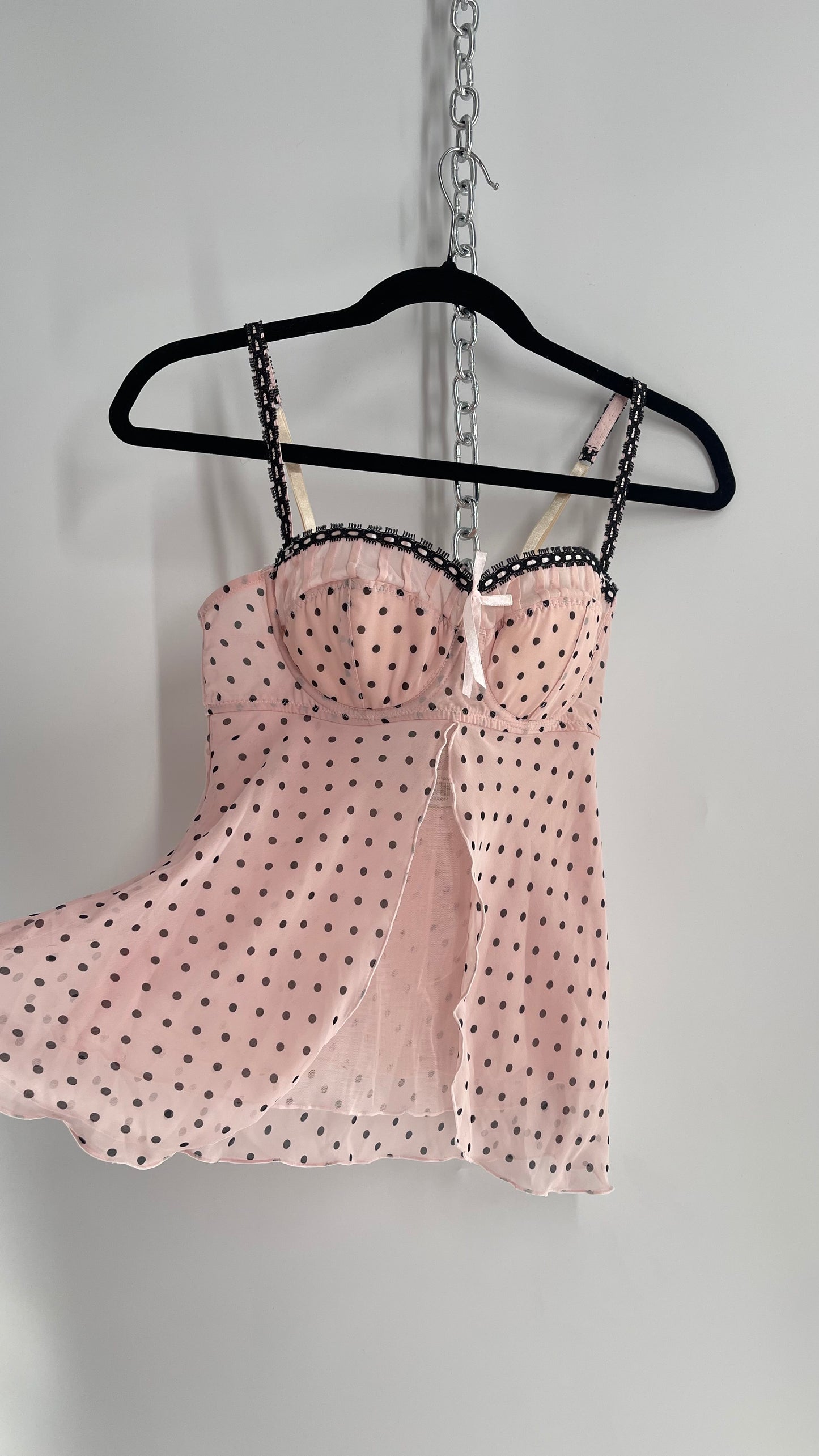 Vintage Native Intimates Baby Pink Polka Dot Bustier (34C/Medium)