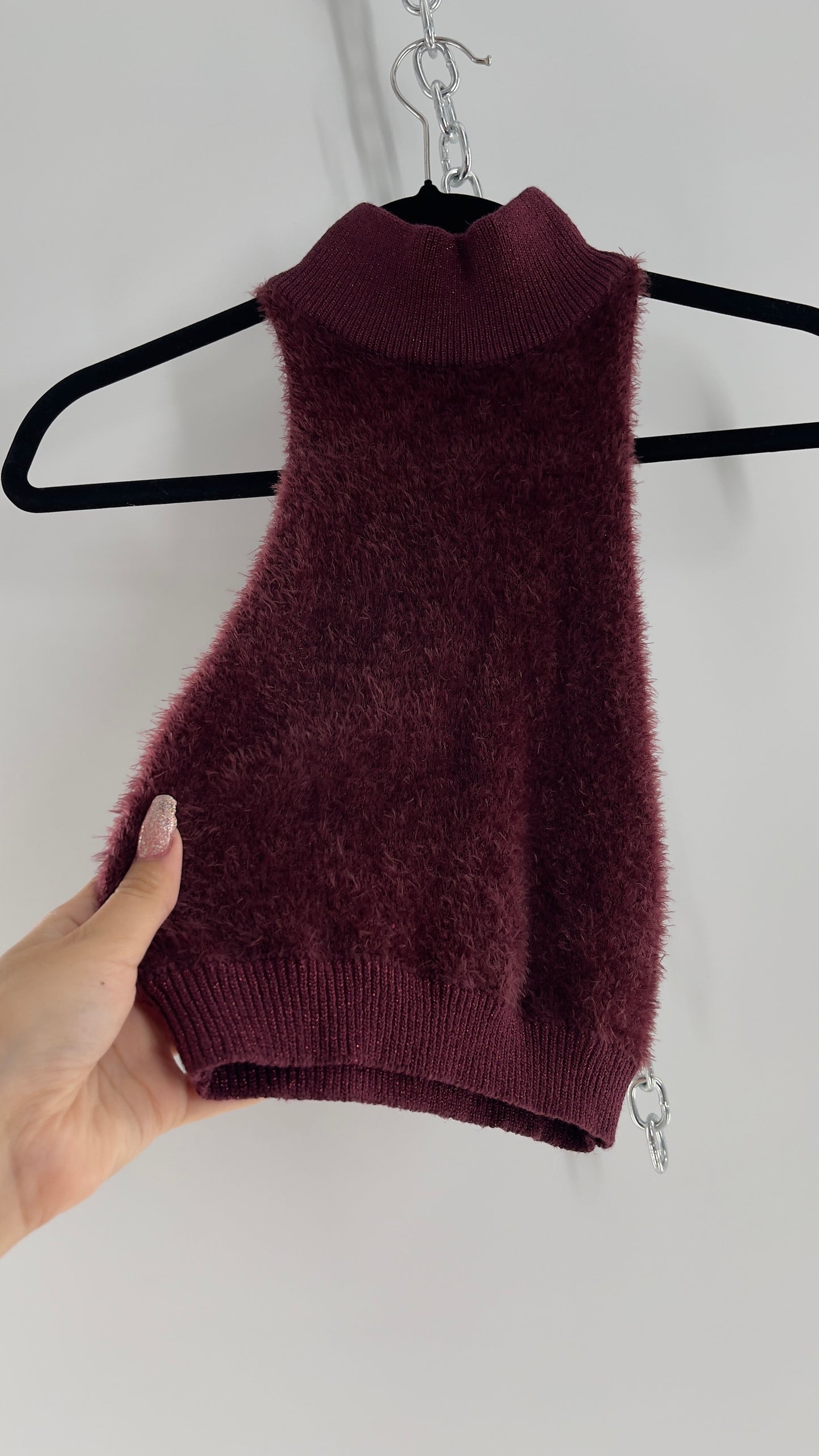 Urban Outfitters Fuzzy Burgundy Turtleneck Tank (Medium)