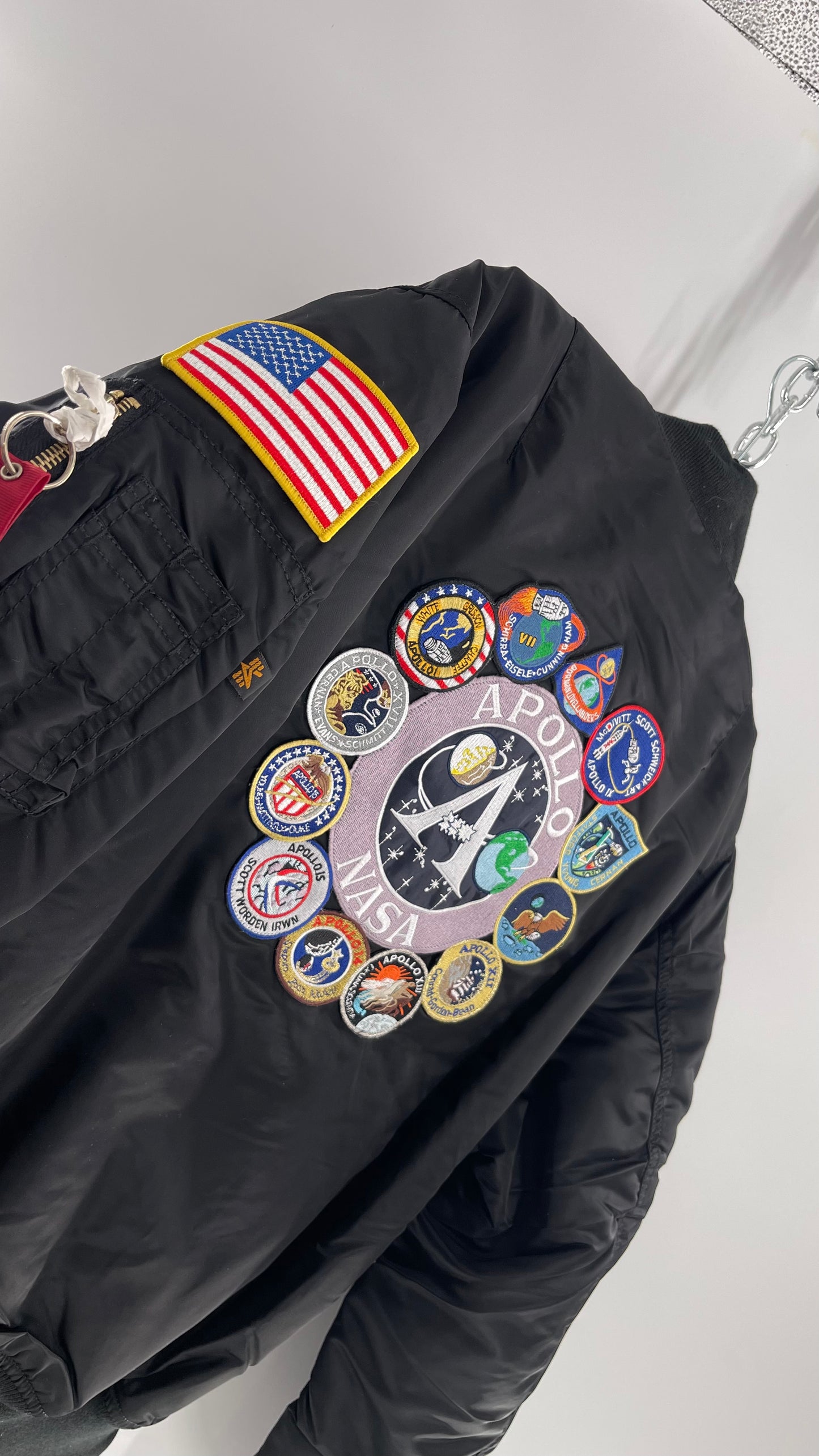 NASA Black Bomber Jacket with Tons of Patches Never Worn with Tags (XXL)