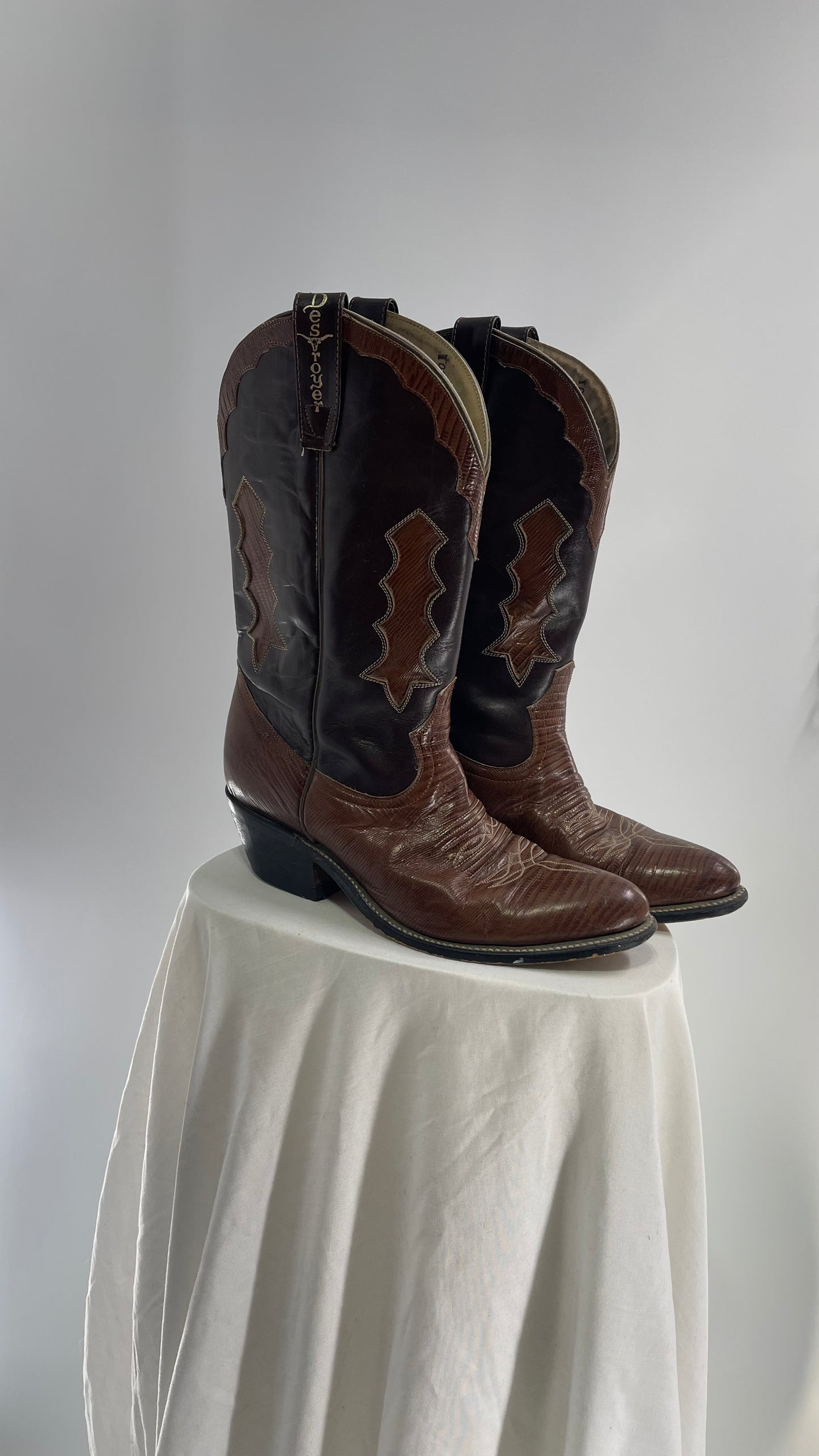 Vintage Brown Genuine Leather Cowboy Boots (8.5/9)