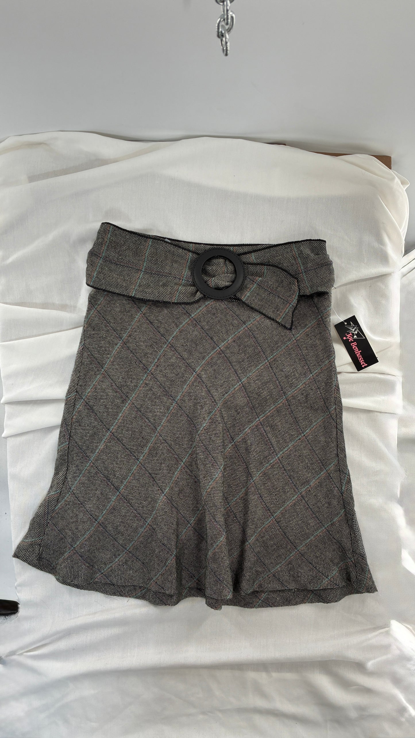 Deadstock Vintage JOE BENBASSET Plaid Skirt with Sash and Buckle (7)
