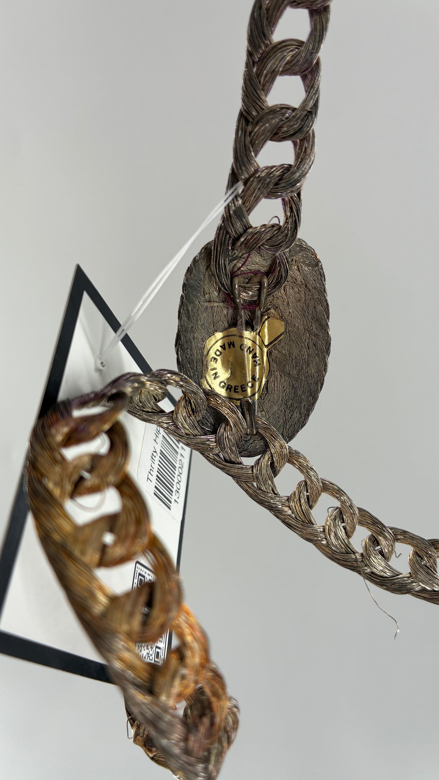 RARE Vintage 1970s Thin Braided Wire, Mixed Metal, Coiled Belt Handmade in Greece