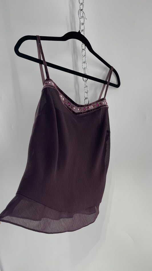 Vintage Plum Tank with Beaded Velvet Lace Neckline (8)