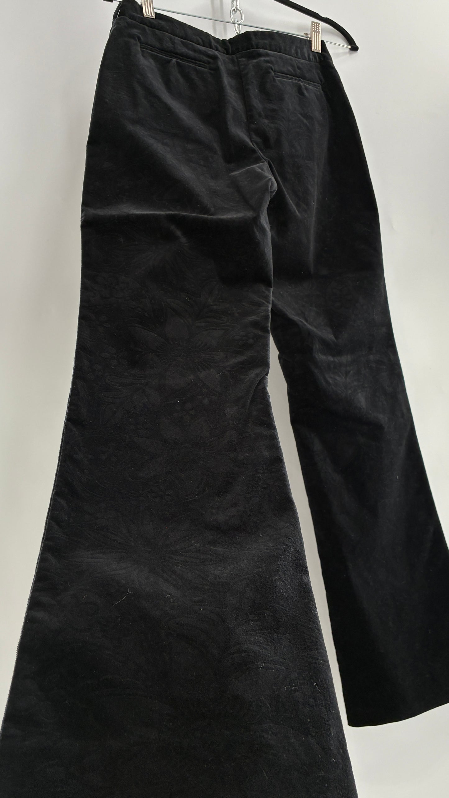Deadstock Vintage 2000s Lilly Pulitzer Black Velvet Embossed Floral, Side Closure Pants (4)