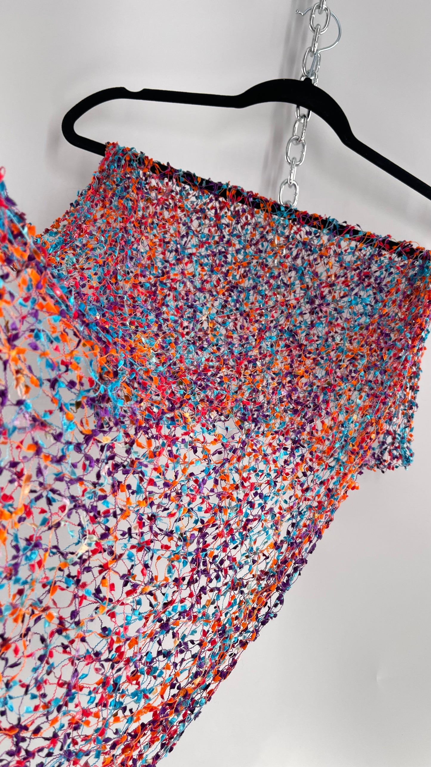 Vintage Negative Space Confetti Scarf Red, Teal, Orange, Blue