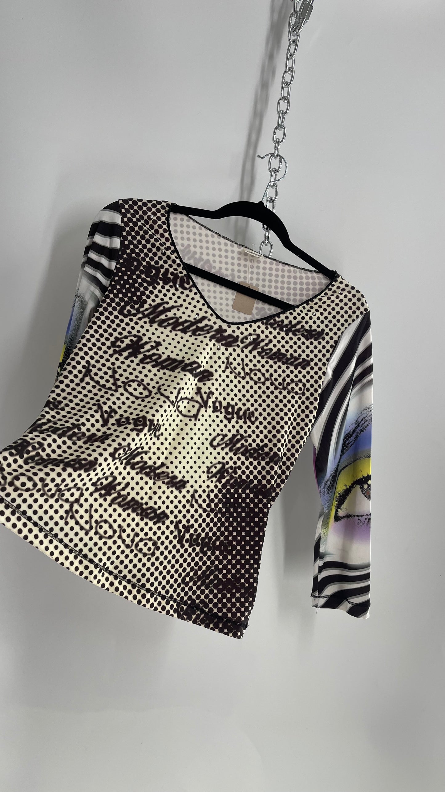 Vintage 1990s Graphic Psychedelic Mixed Pattern Top (3)