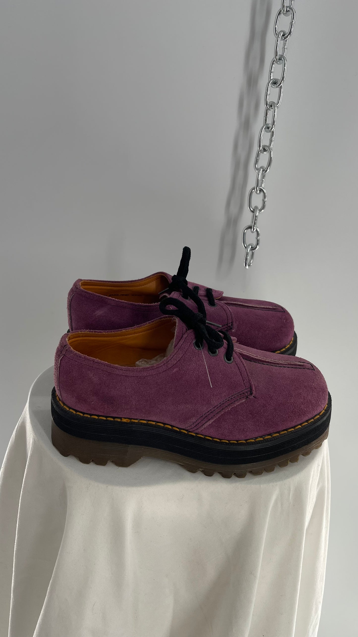 SUPER RARE Vintage Dr. Martens Platform Purple/Mauve Suede Leather Oxfords (3)