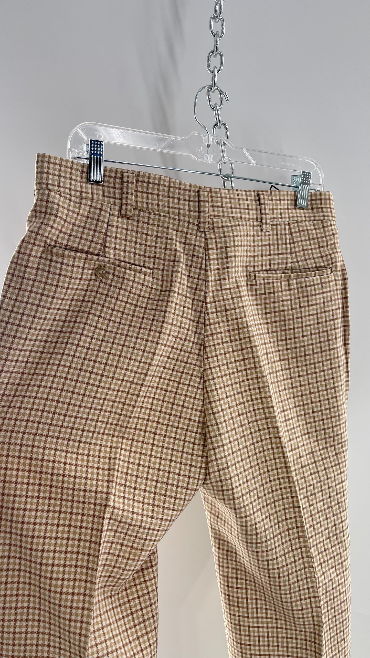 Vintage HAGGAR Brown Neutral Toned Plaid Trouser Slacks
