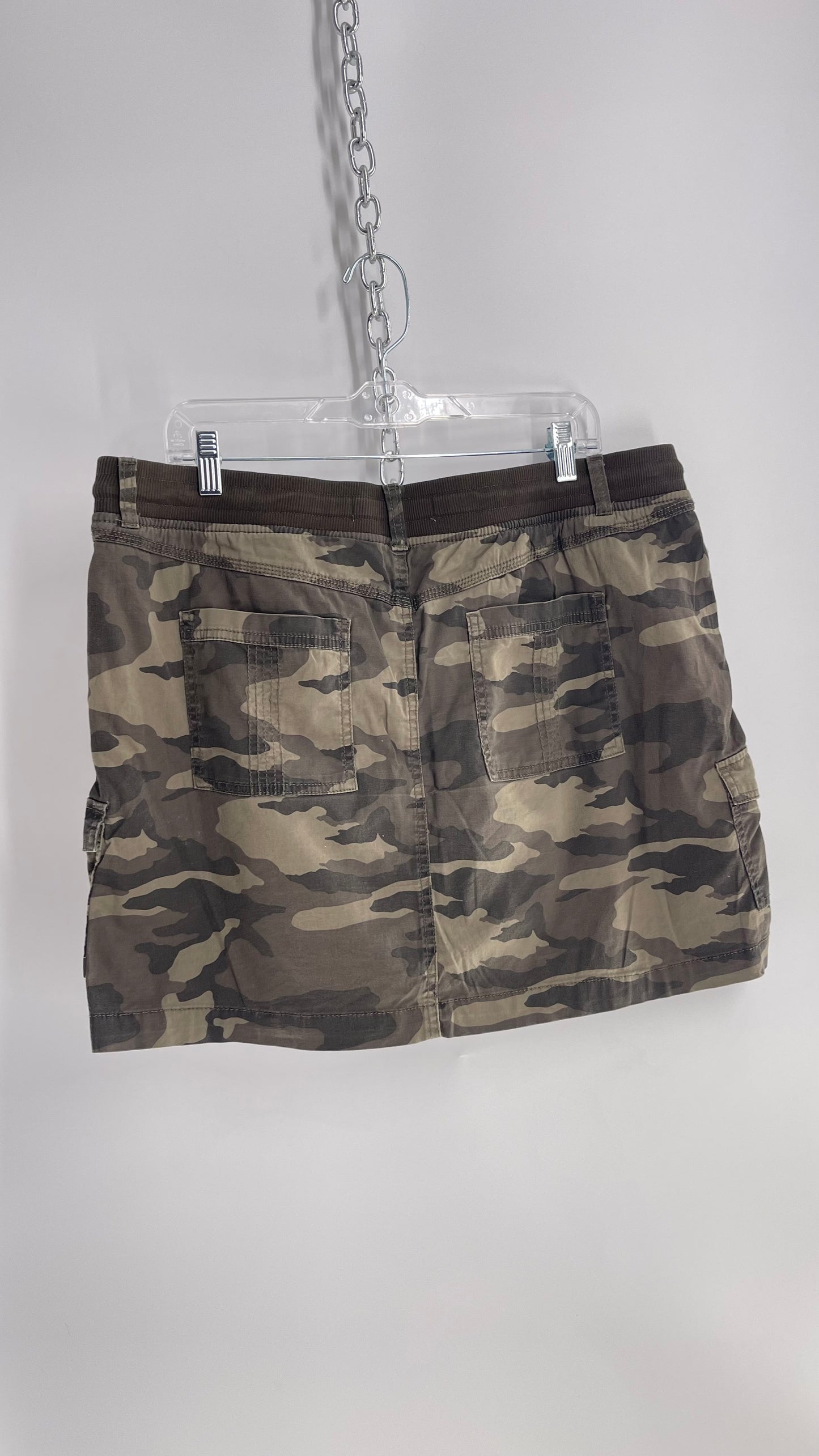 Vintage Camo Mini Skirt with Cargo Side Pockets (XL)