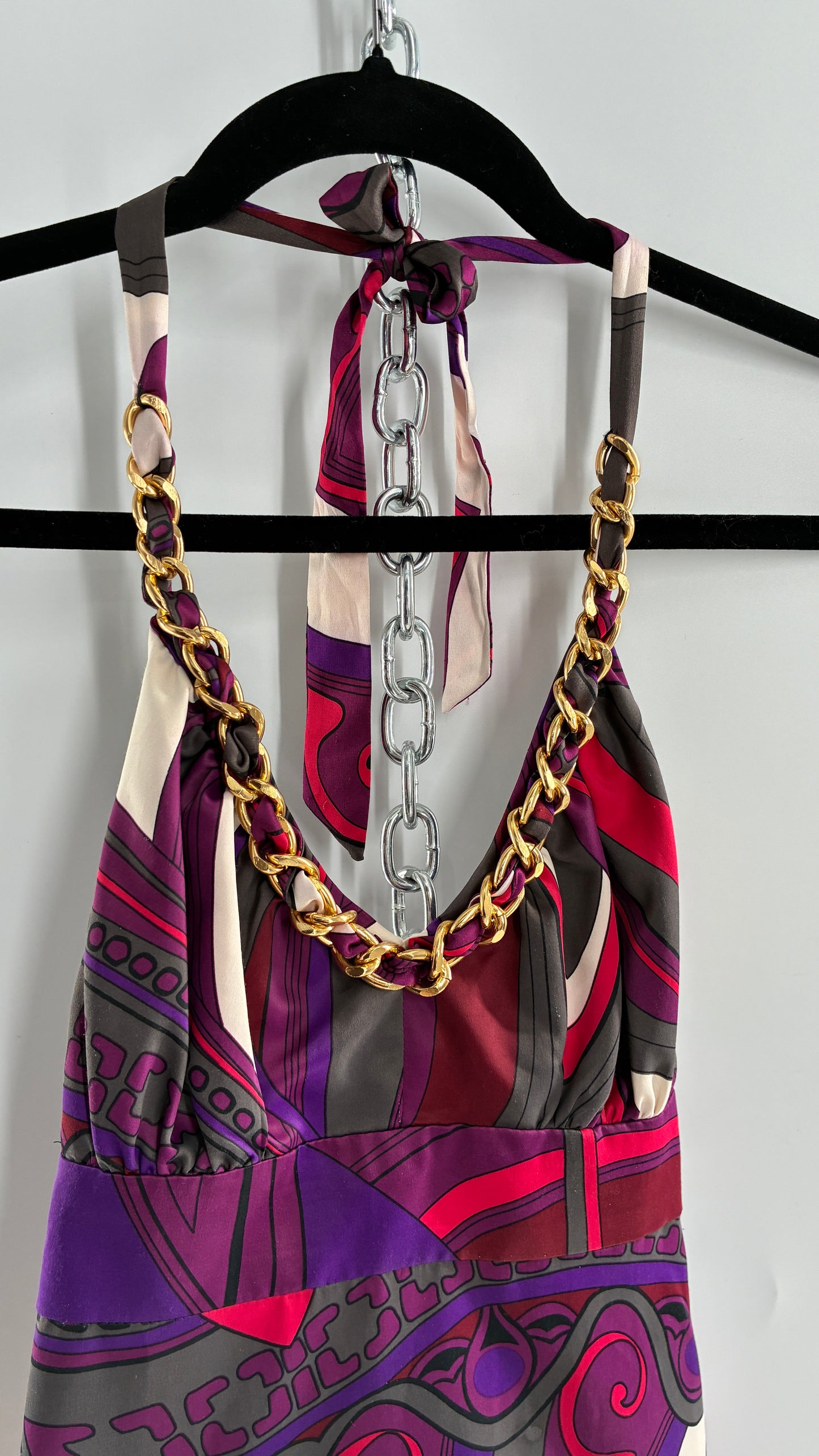 Vintage 1990s GUESS Silky Halter with Chain Detail (XS)