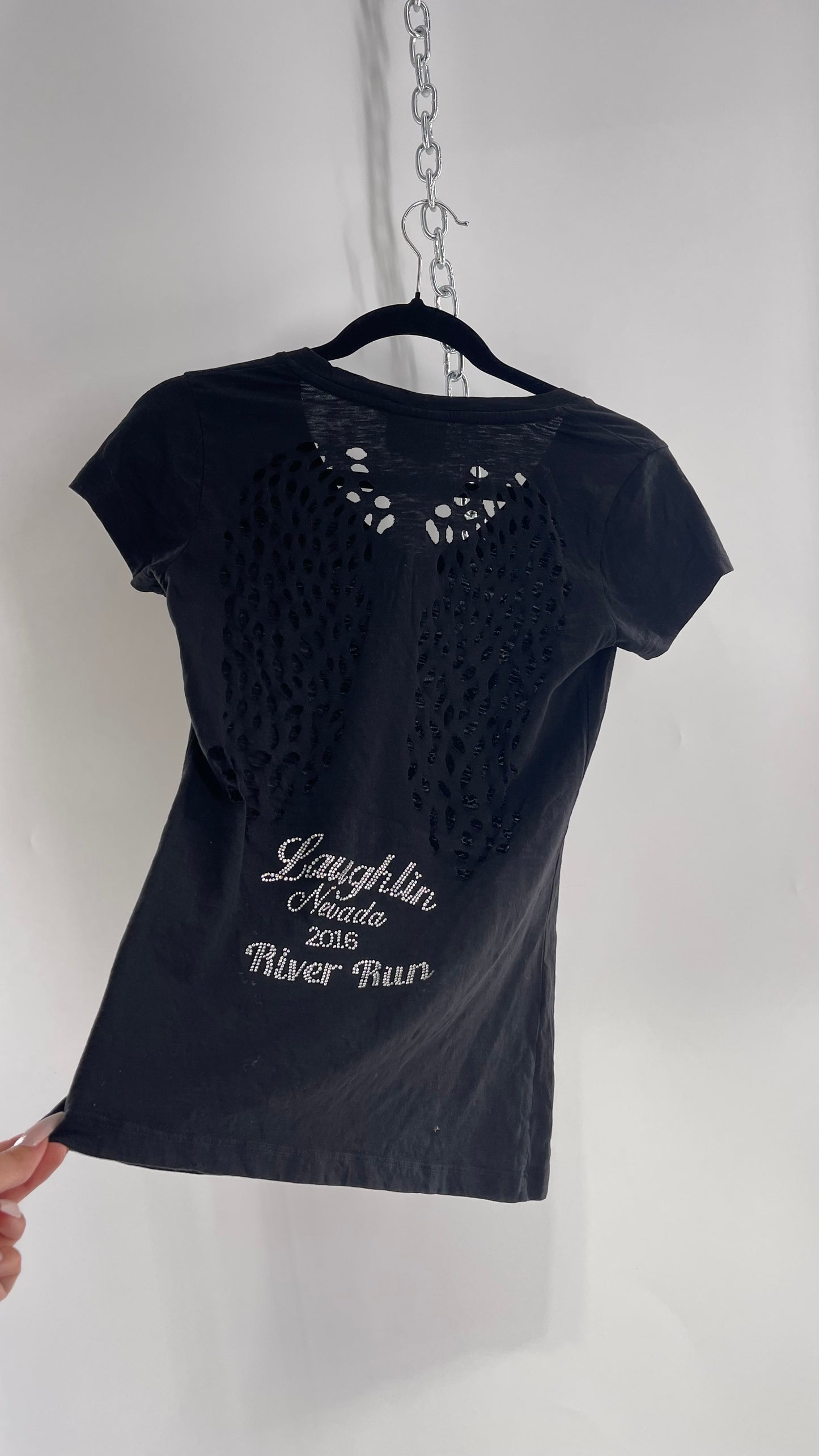 Vintage Biker Clothing Company with Bedazzled Spider and Cut Out Angel Wings