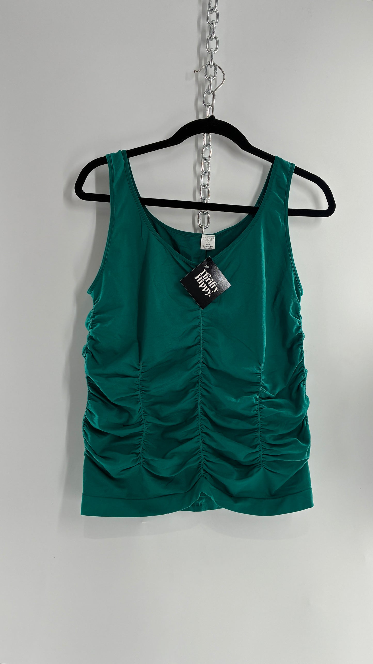 Vintage LEGACY Jewel Toned Teal Ruched Sleeveless (XL)