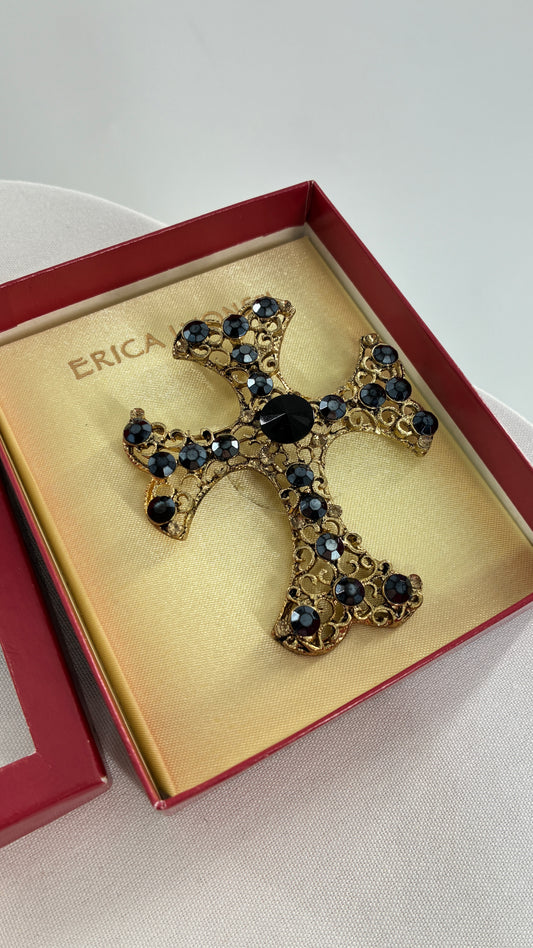 Vintage Oversized Ornate Cross Brooch