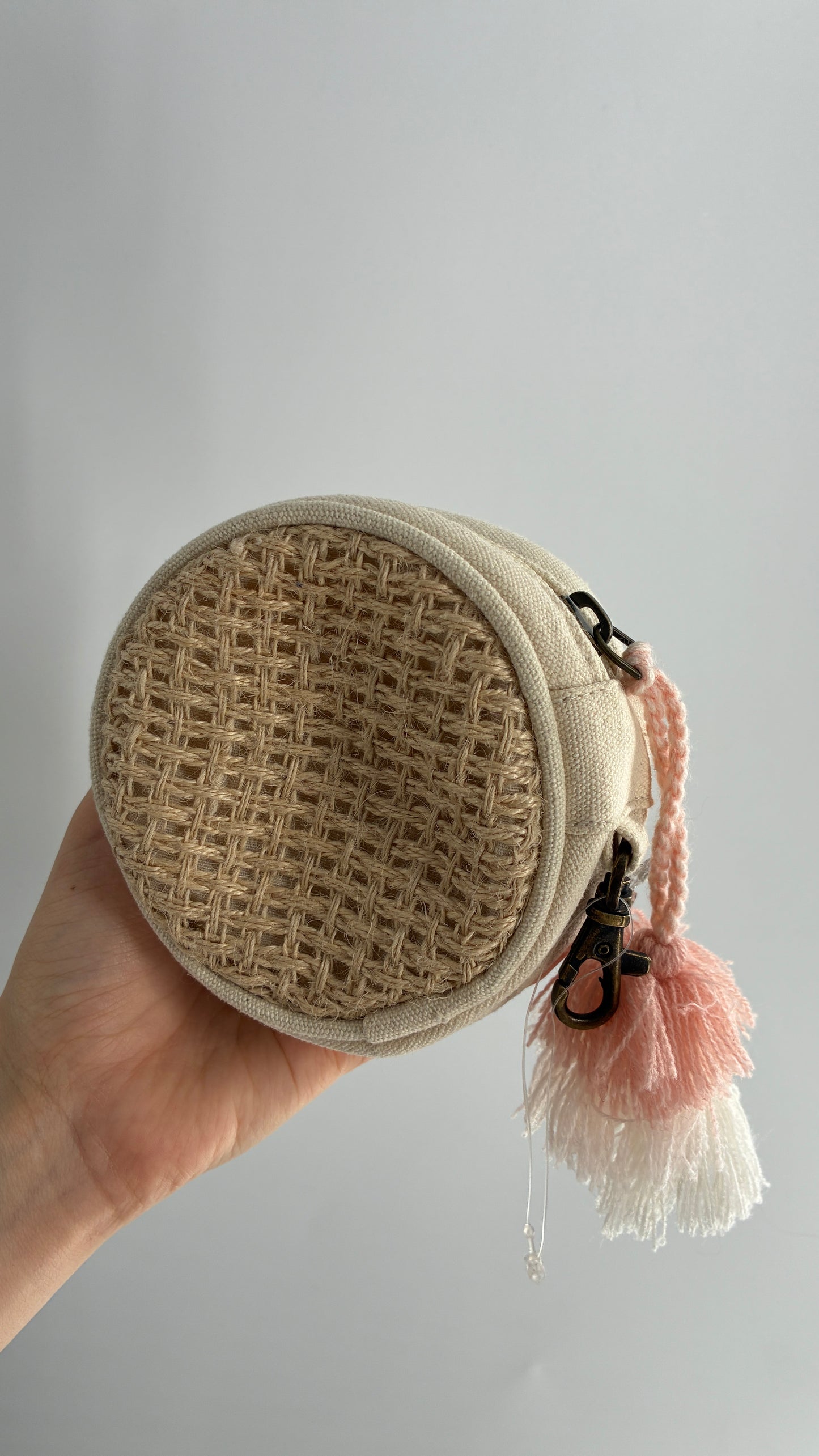 Free People Woven Round Coin Pouch with Tassel Detail