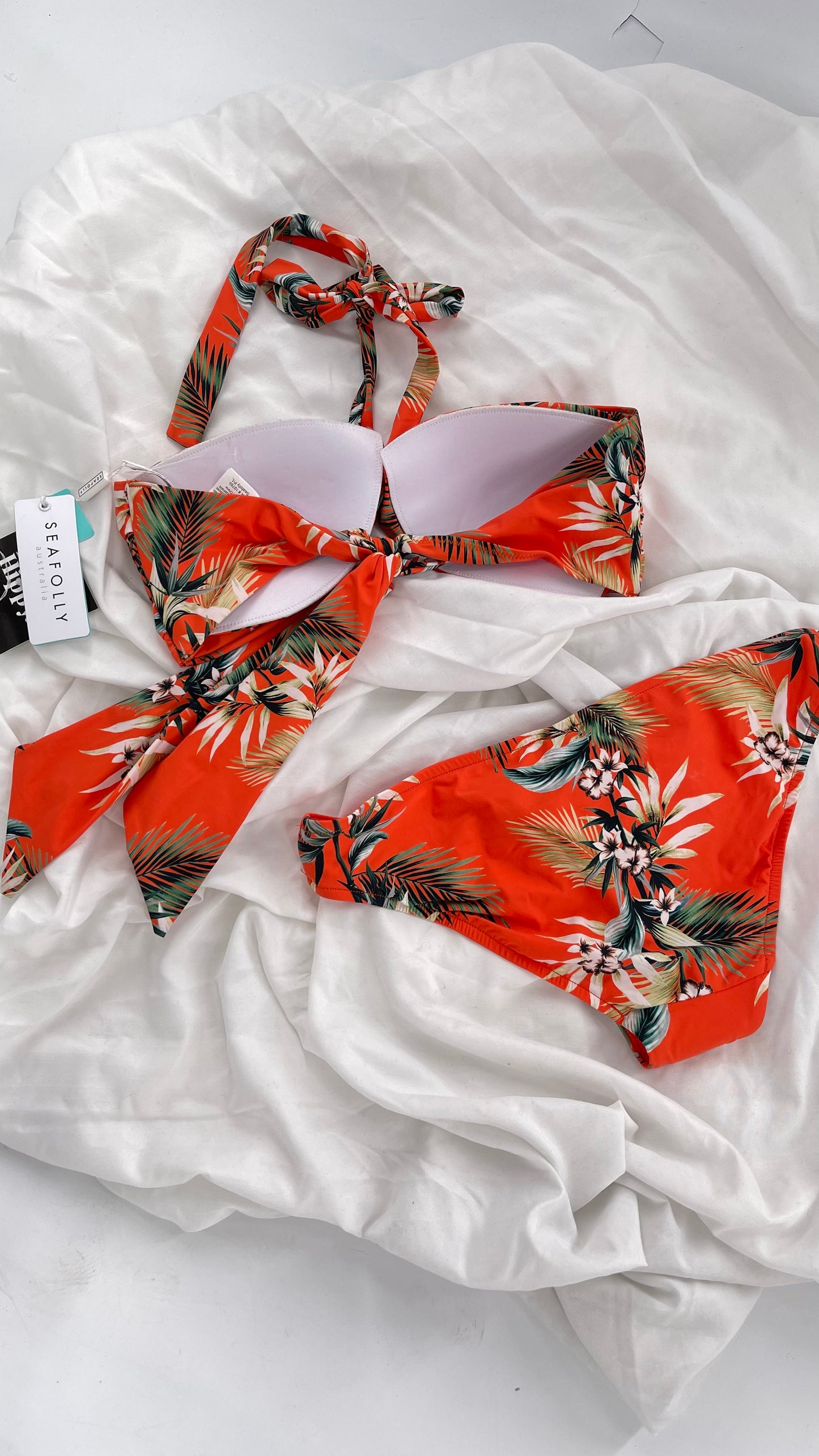 Anthropologie Sea Folly Orange Tropical Swim Set with Tags Attached (10 Top 12 Bottoms)