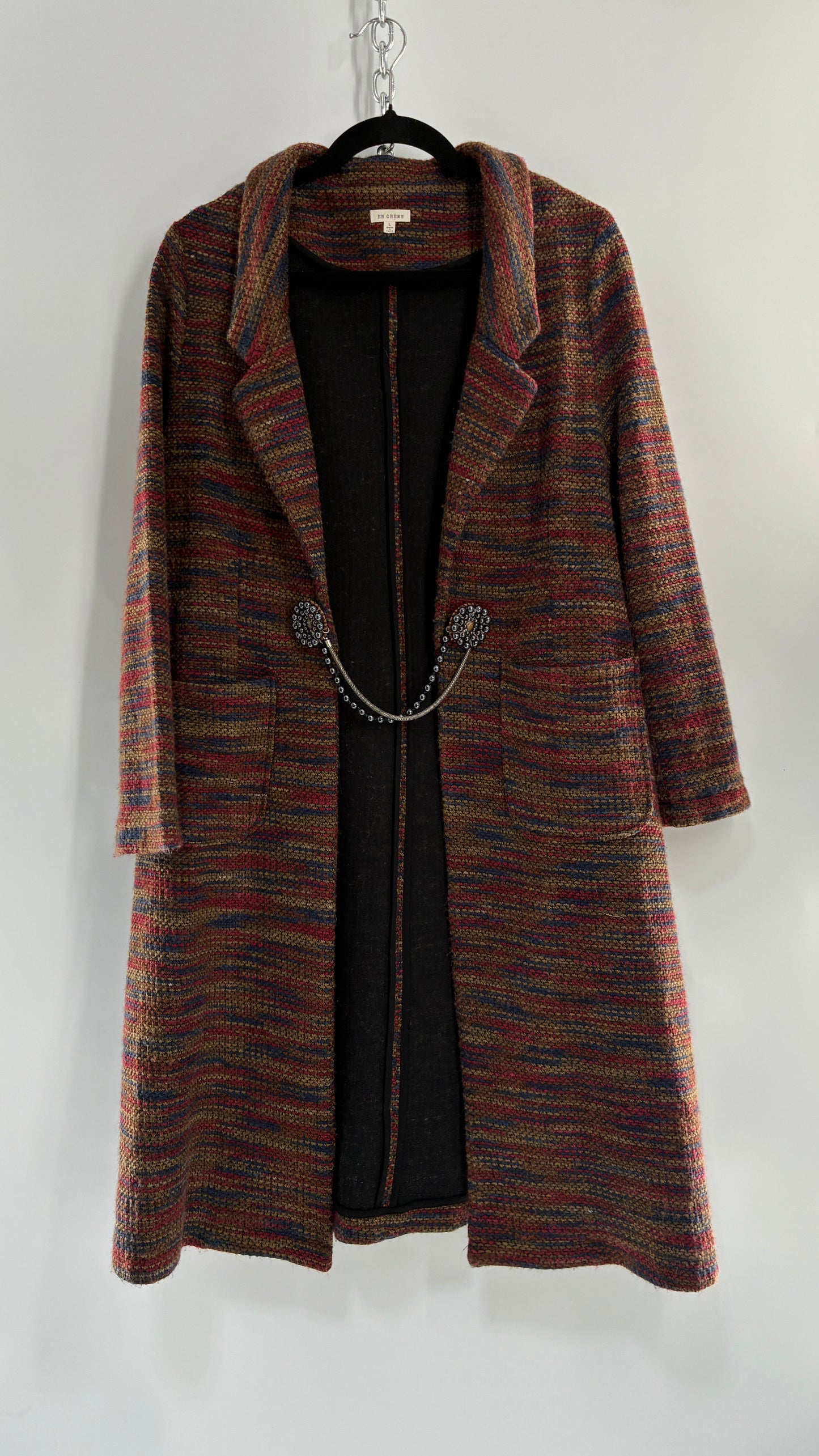EN CRÈME Full Length Knit Overcoat (Large)