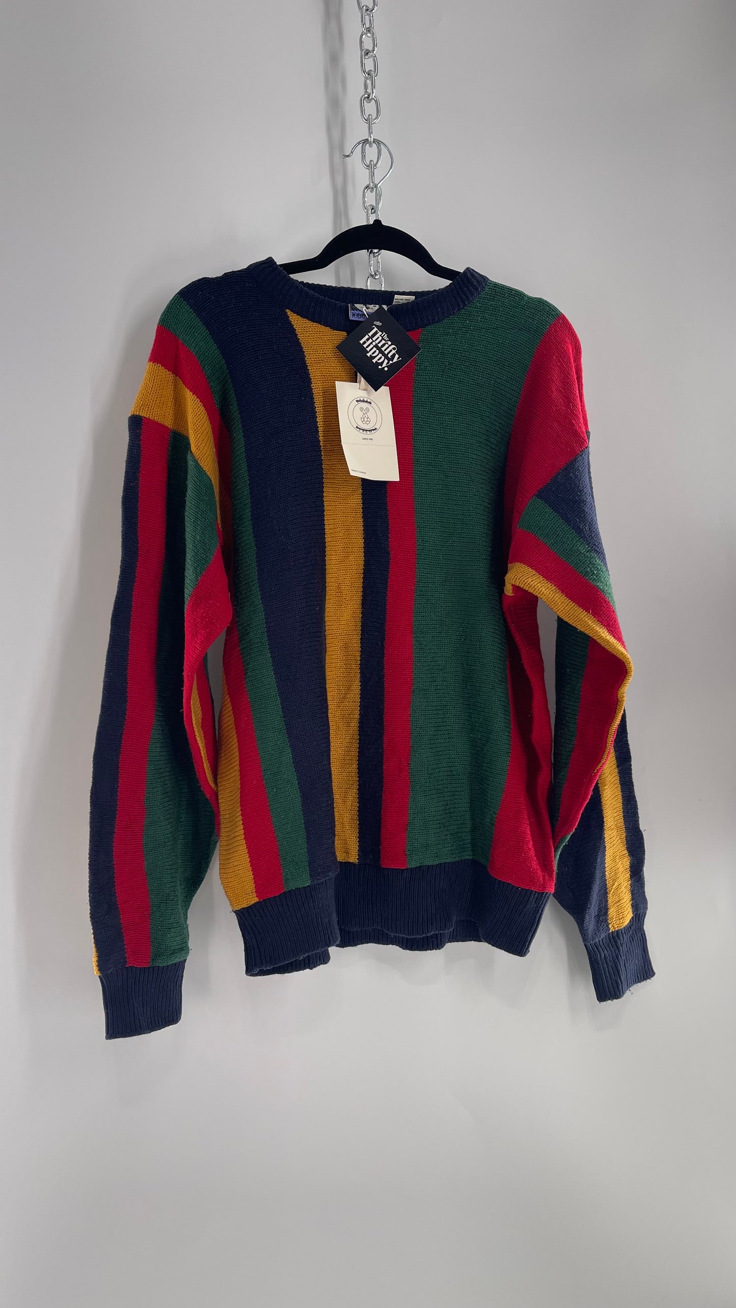 Urban Outfitters Renewal 80s Primary Colors Striped Sweater (Large)