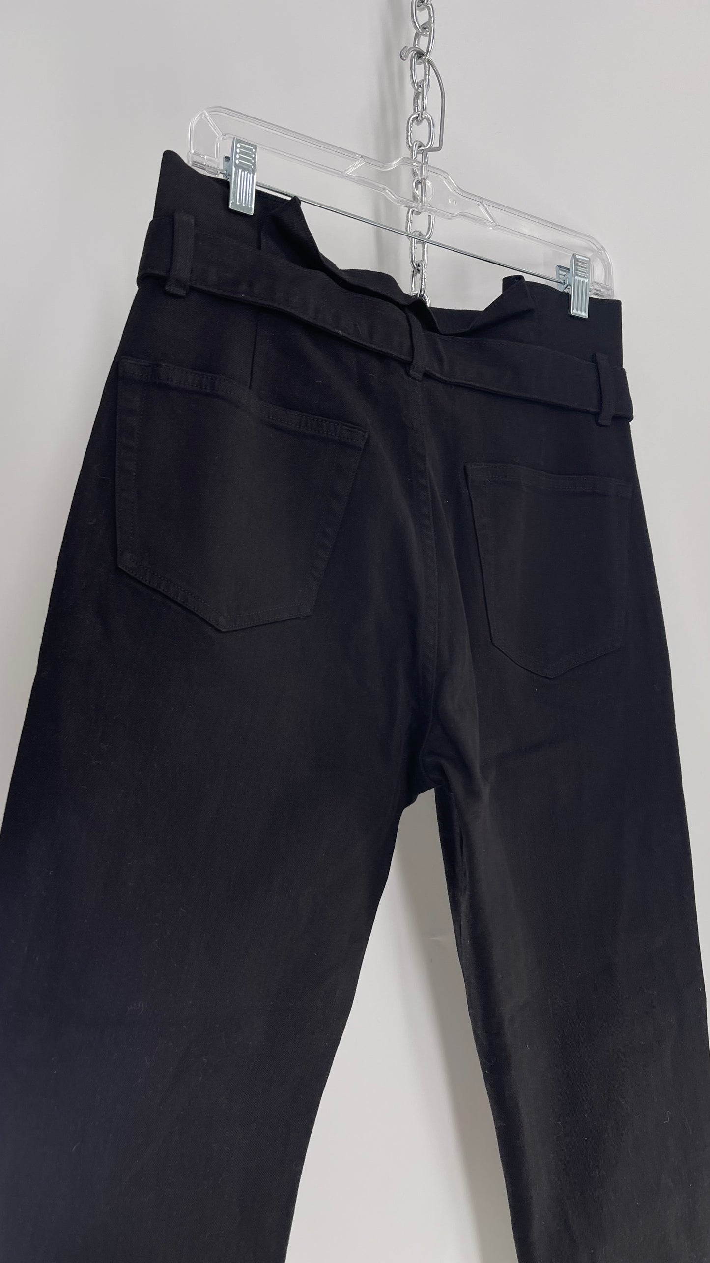 FRAME Black Denim Tie Waist Straight Legs with Tags Attached  (28)