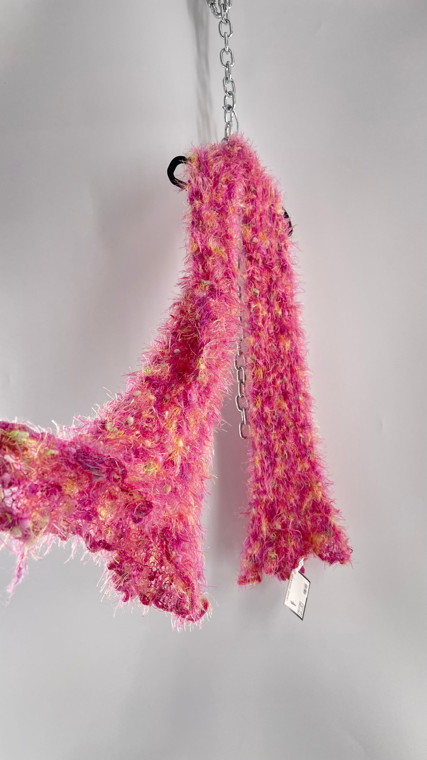 Vintage Pink Fuzzy Knit Scarf