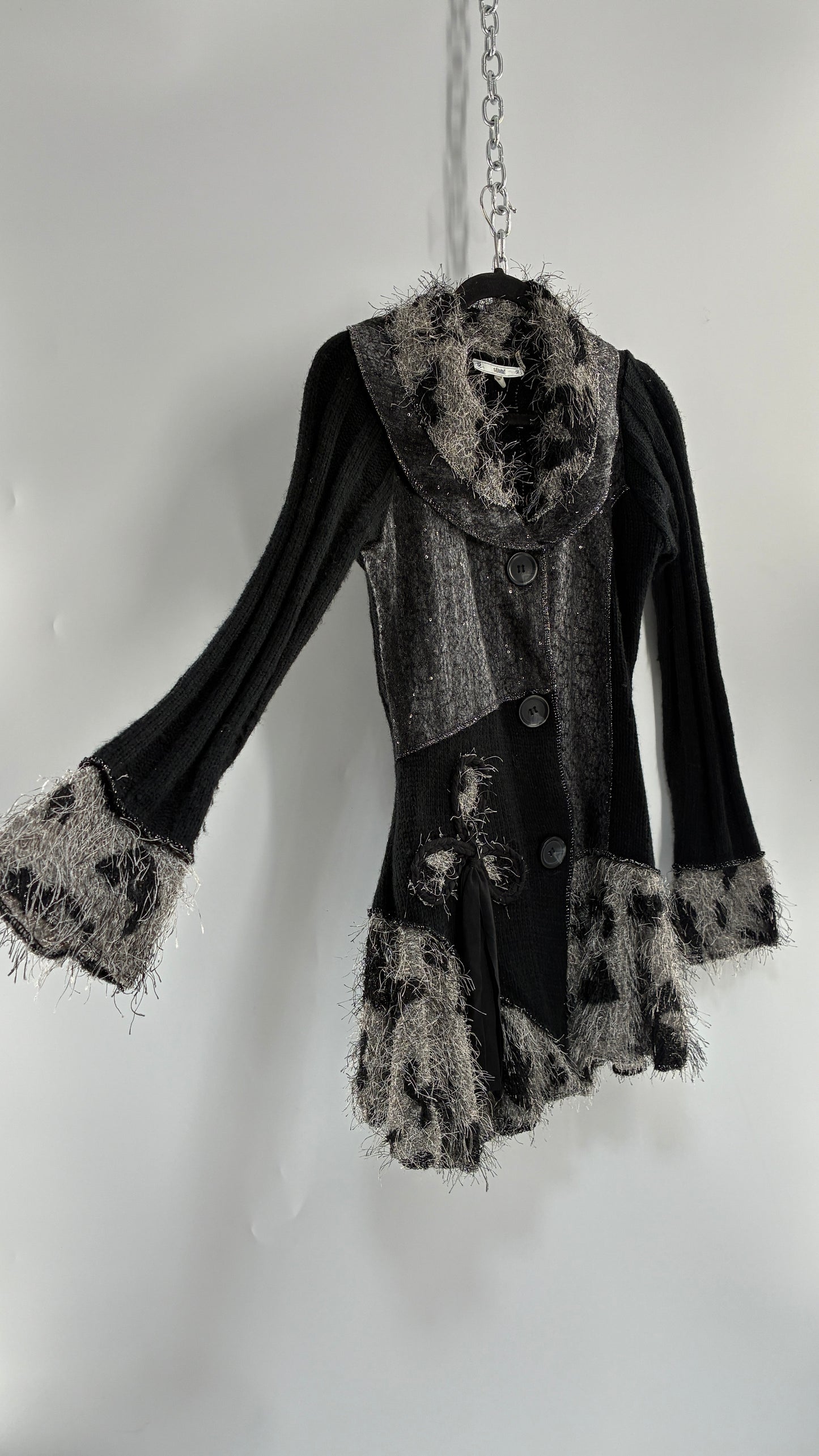 Vintage S|I|O|N|I Black, Grey Cardigan (Small)