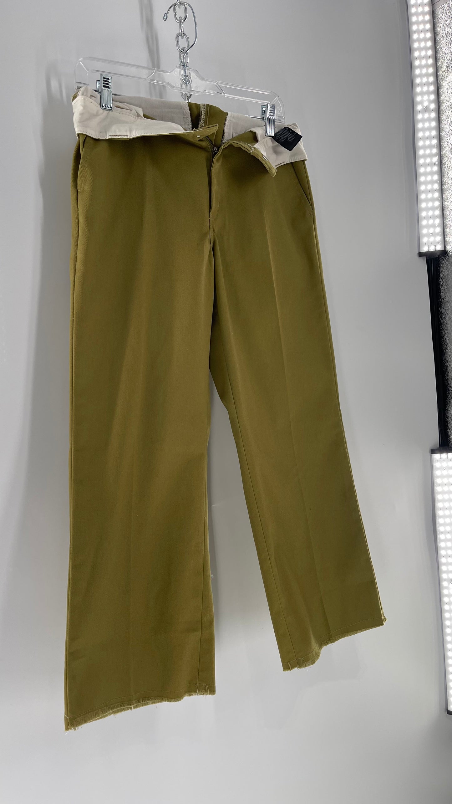 Dickies Mustard Green Cropped with Raw Edge Hem (4)