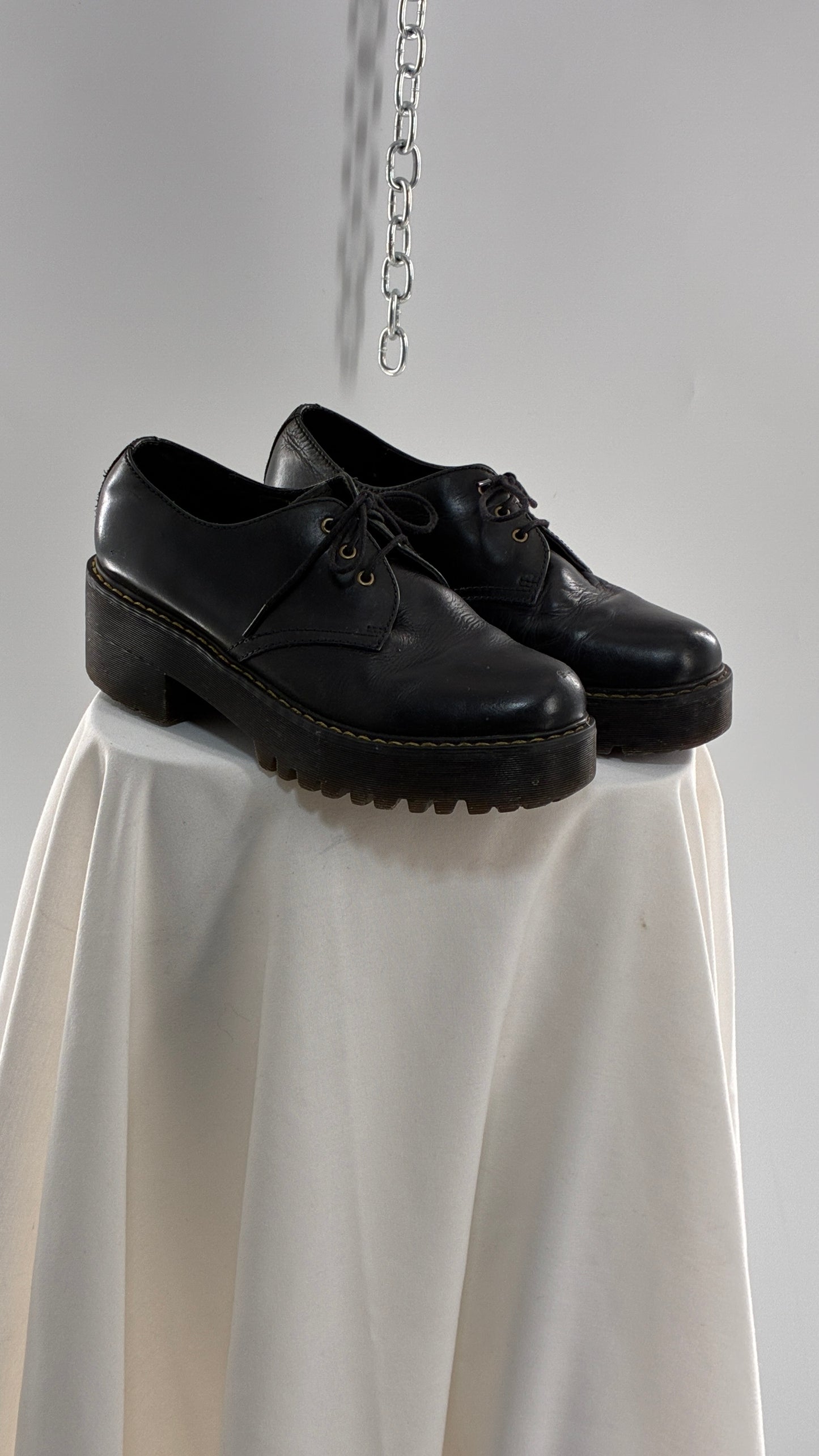 Vintage Doctor Martens Black Leather, Platform, Chunky Oxfords (9)
