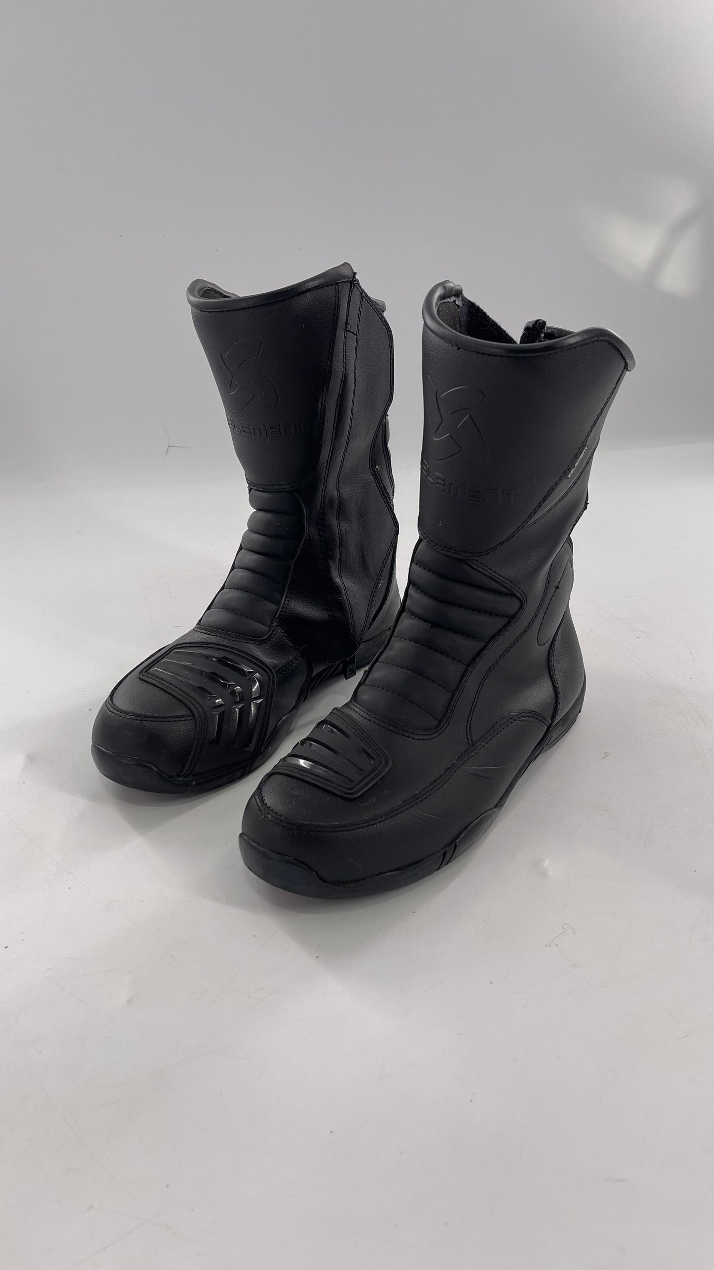 XELEMENT Black Leather Motorcycle Motocross Riding Boots (9.5)