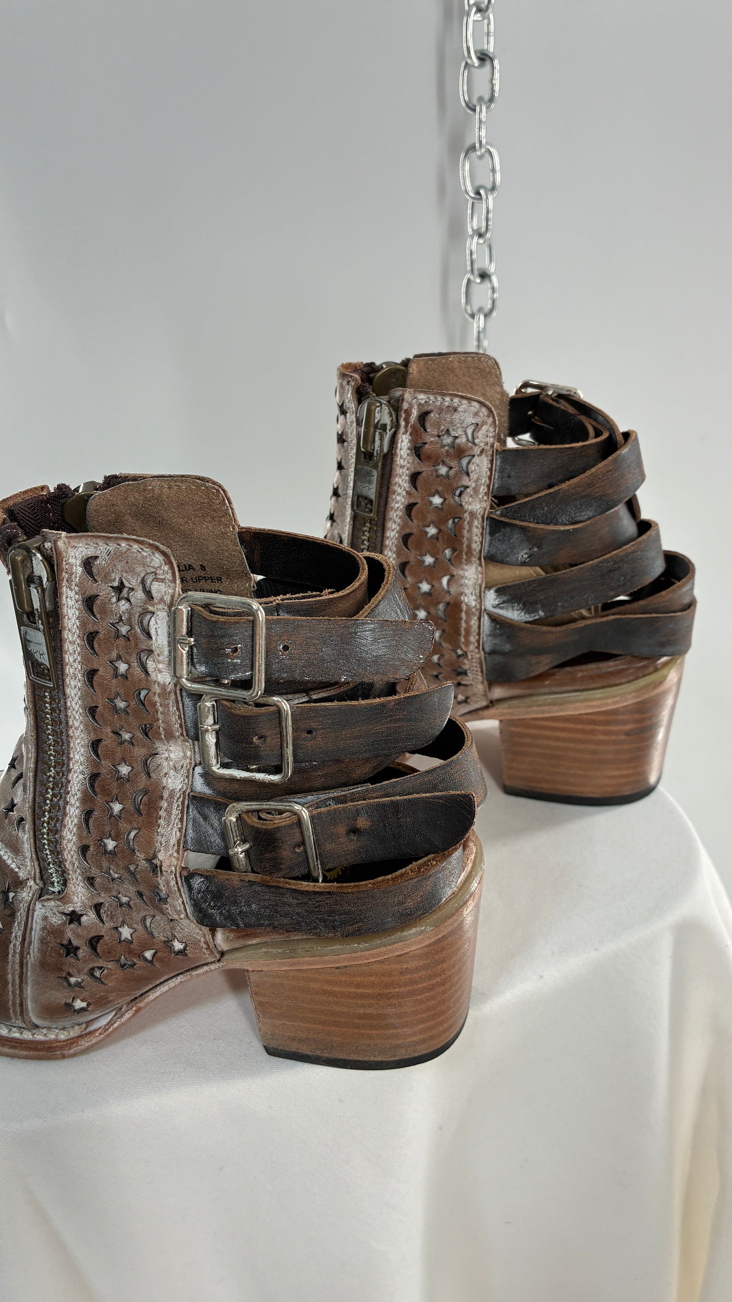 RARE FREEBIRD DAHLIA Star and Moon Booties with Exaggerated Buckle Detailing (8)