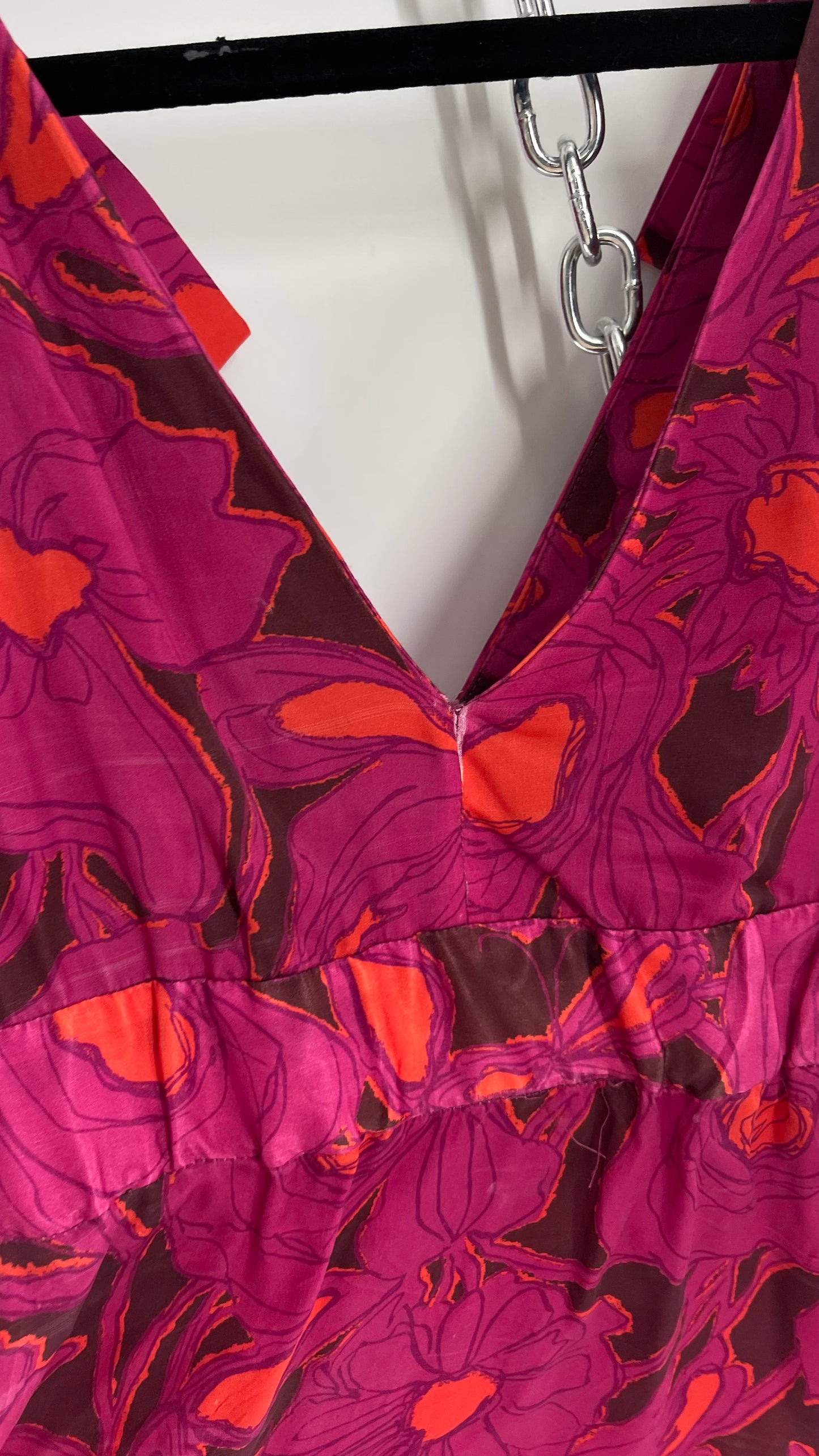 Hope for Flowers Tracy Reese Silky Bow Shoulder Fuchsia Hot Pink Floral Top (4)