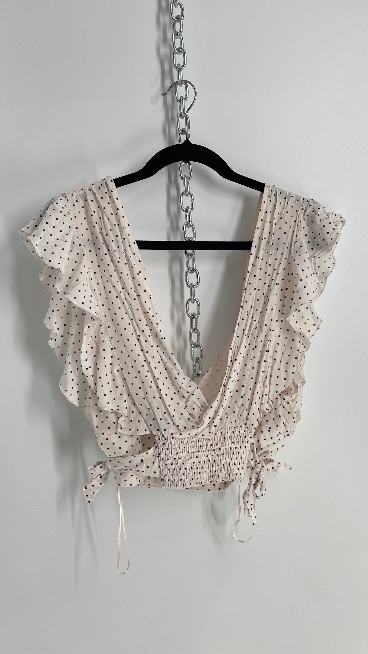 Free People Polka Dotted Camisole Tie Side Blouse (Large)