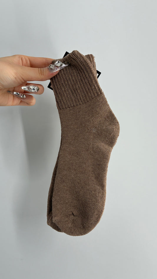 NWOT Thick Knit Taupe Crew Sock