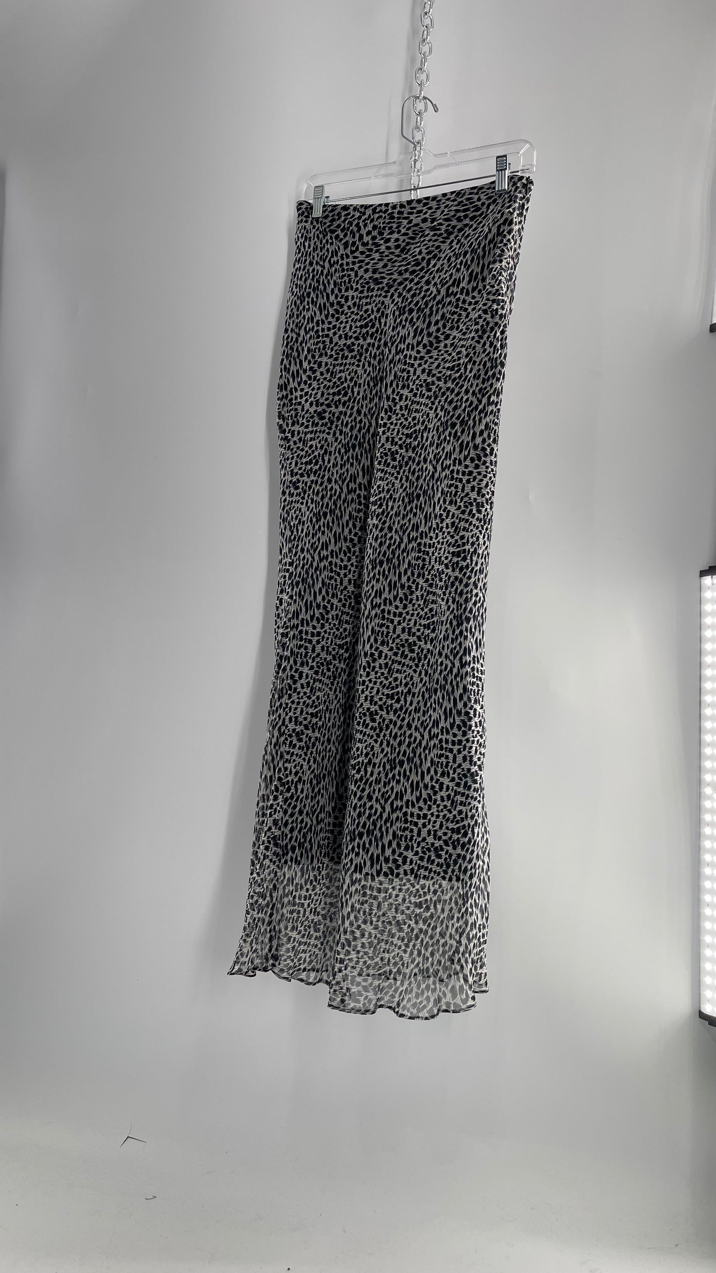 Vintage 100% Silk Leopard Print Grayish Blue Slinky Tube Maxi Skirt (6)
