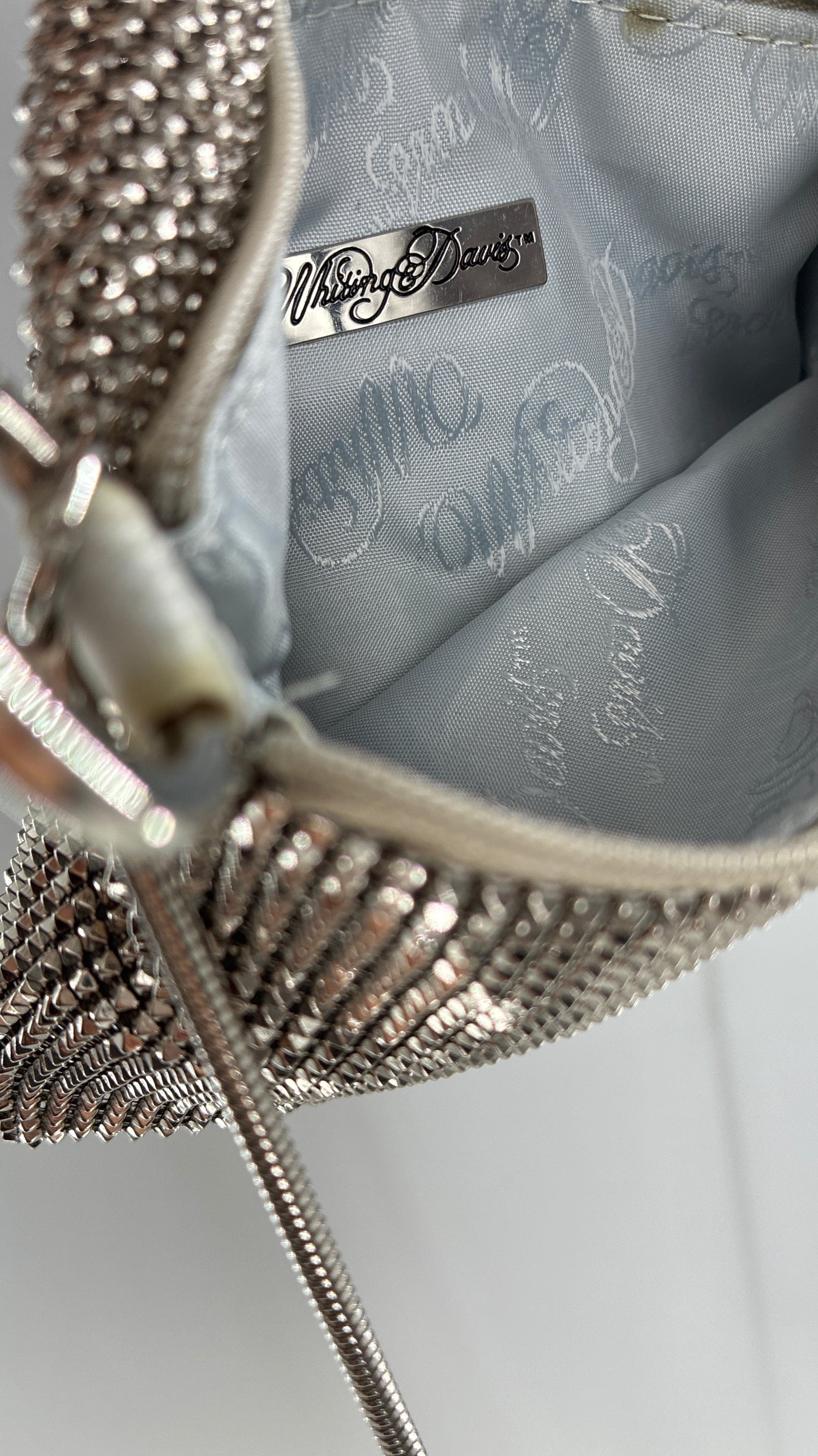 Vintage WHITING & DAVIS Silver Metal Mesh Cross Body Bag