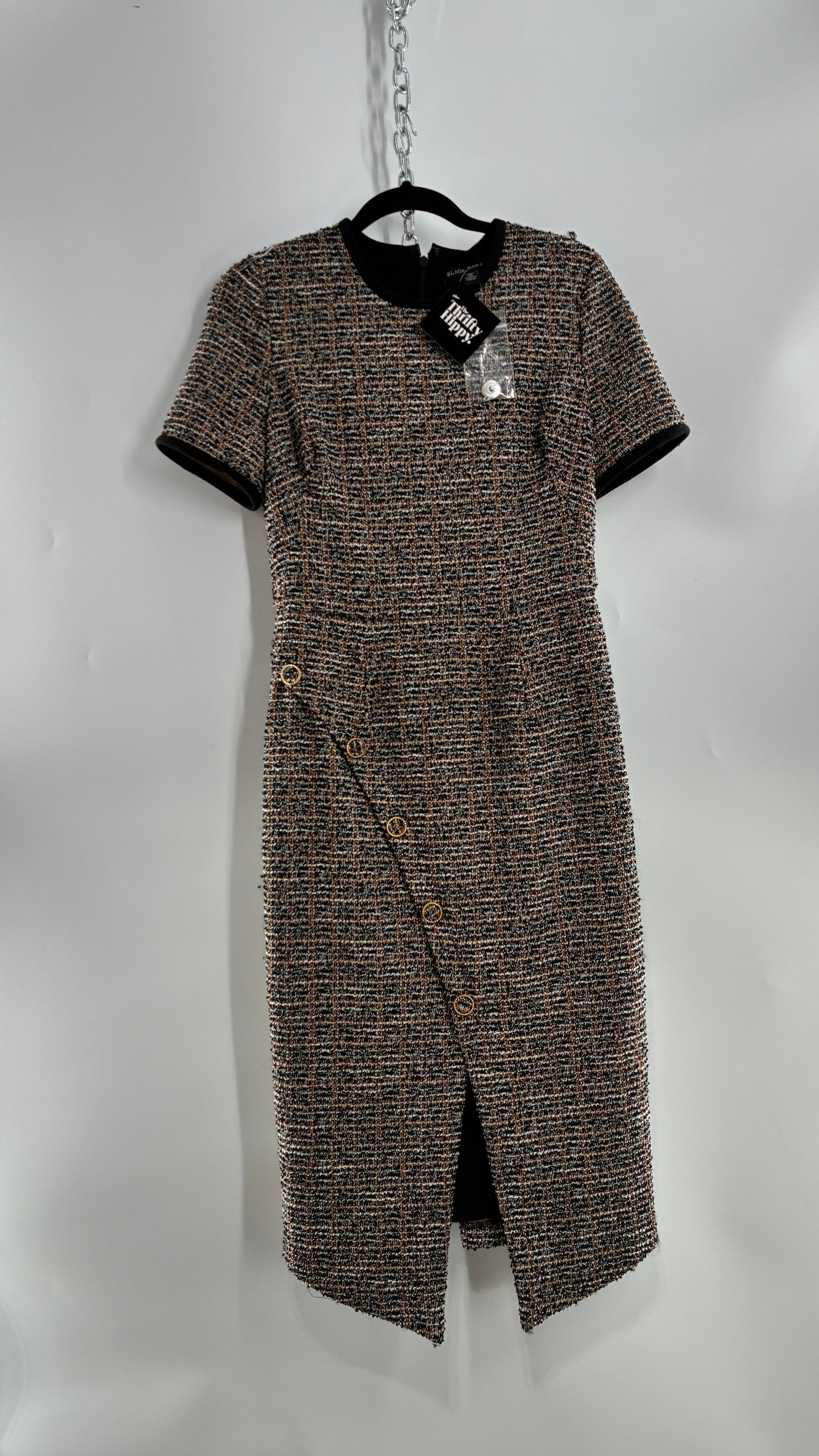 BLACK HALO Tweed Midi Dress with Tags Attached (8)