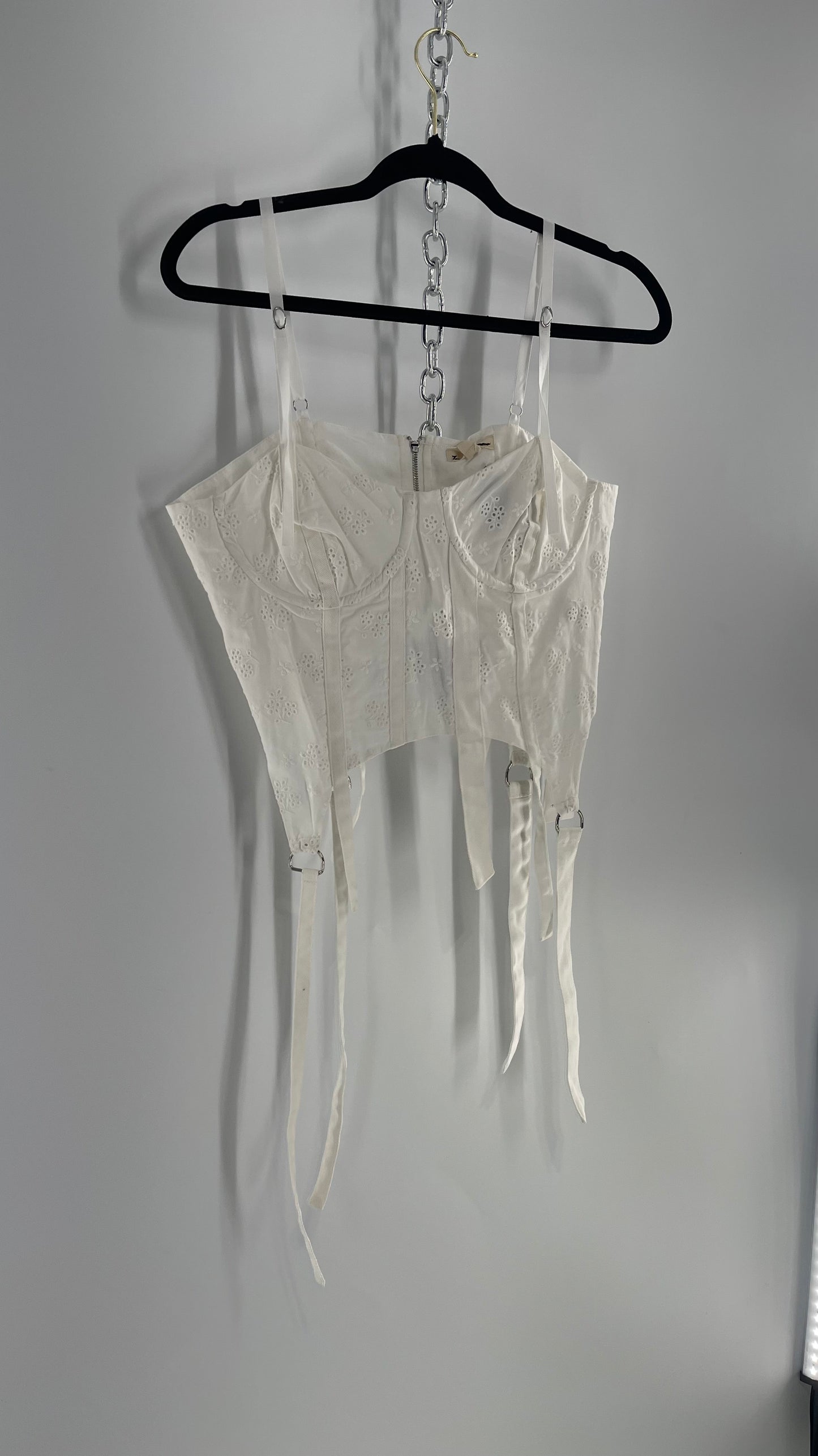 For Love and Lemons White Eyelet Lace Corset with Tags Attached (Large)