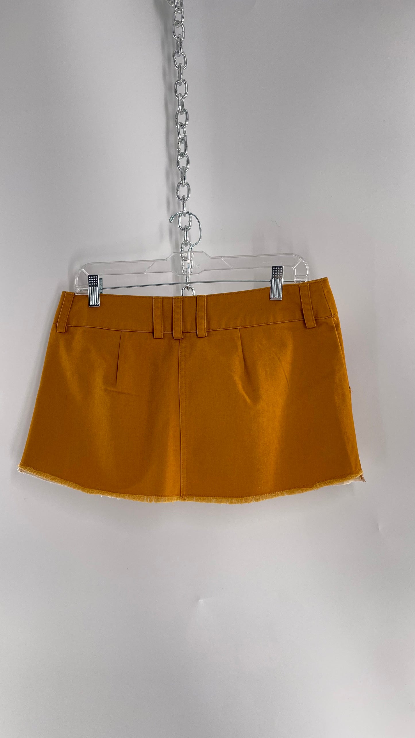 BDG Pumpkin Orange Pleated Mini Skirt with Exposed Pockets (Medium)