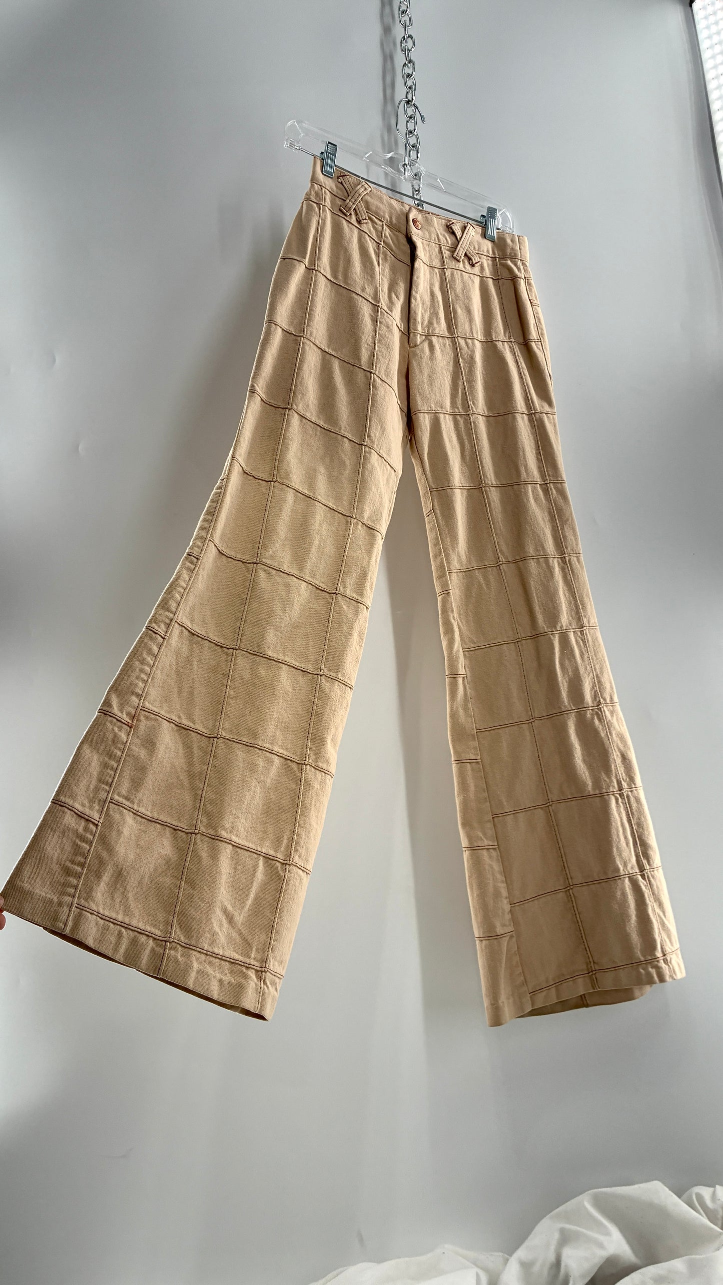Vintage Tan Patchwork Flare with “X” Belt Loops (XS/S)