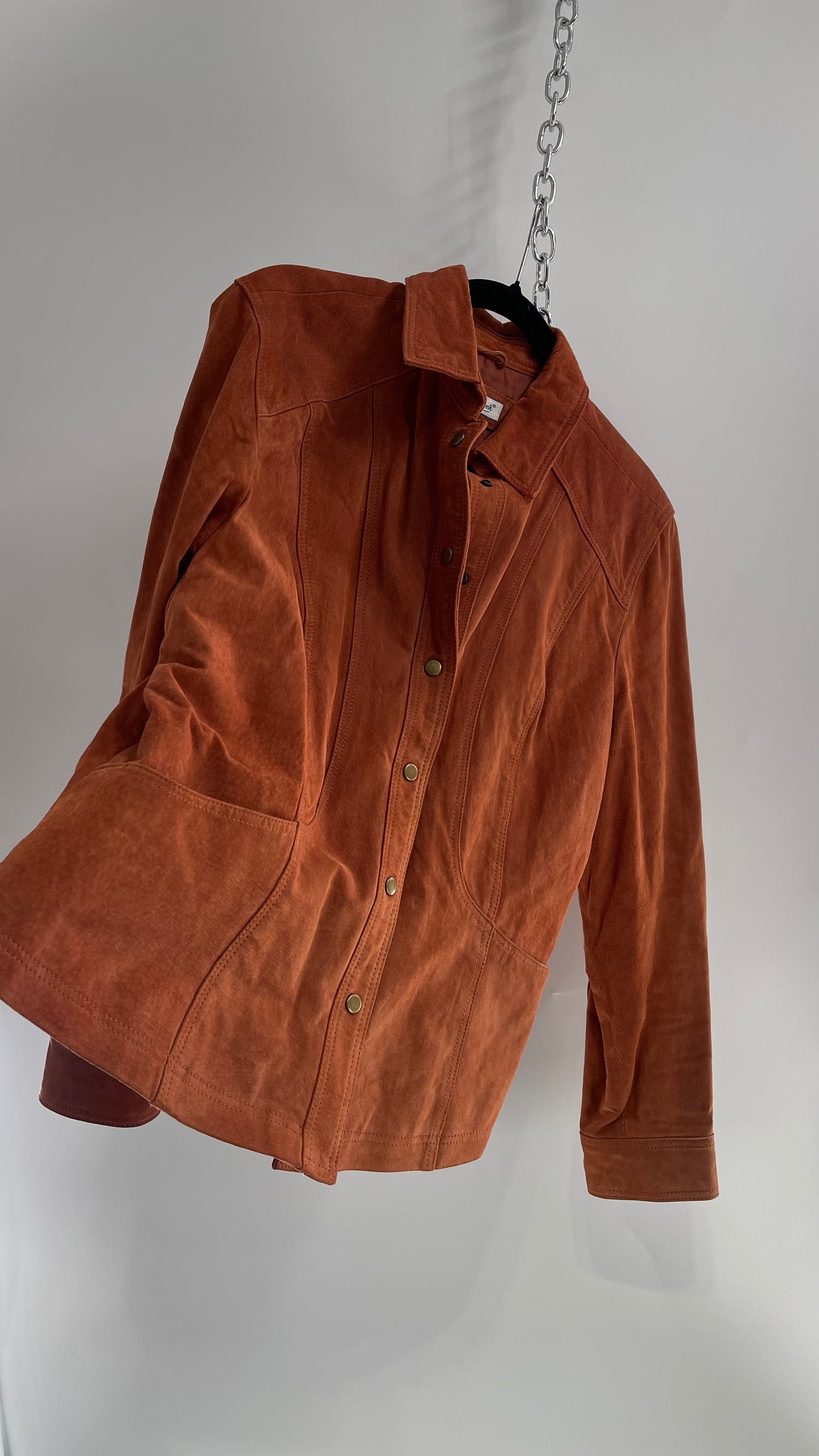 Vintage Burnt Orange Suede Leather Jacket (XL)