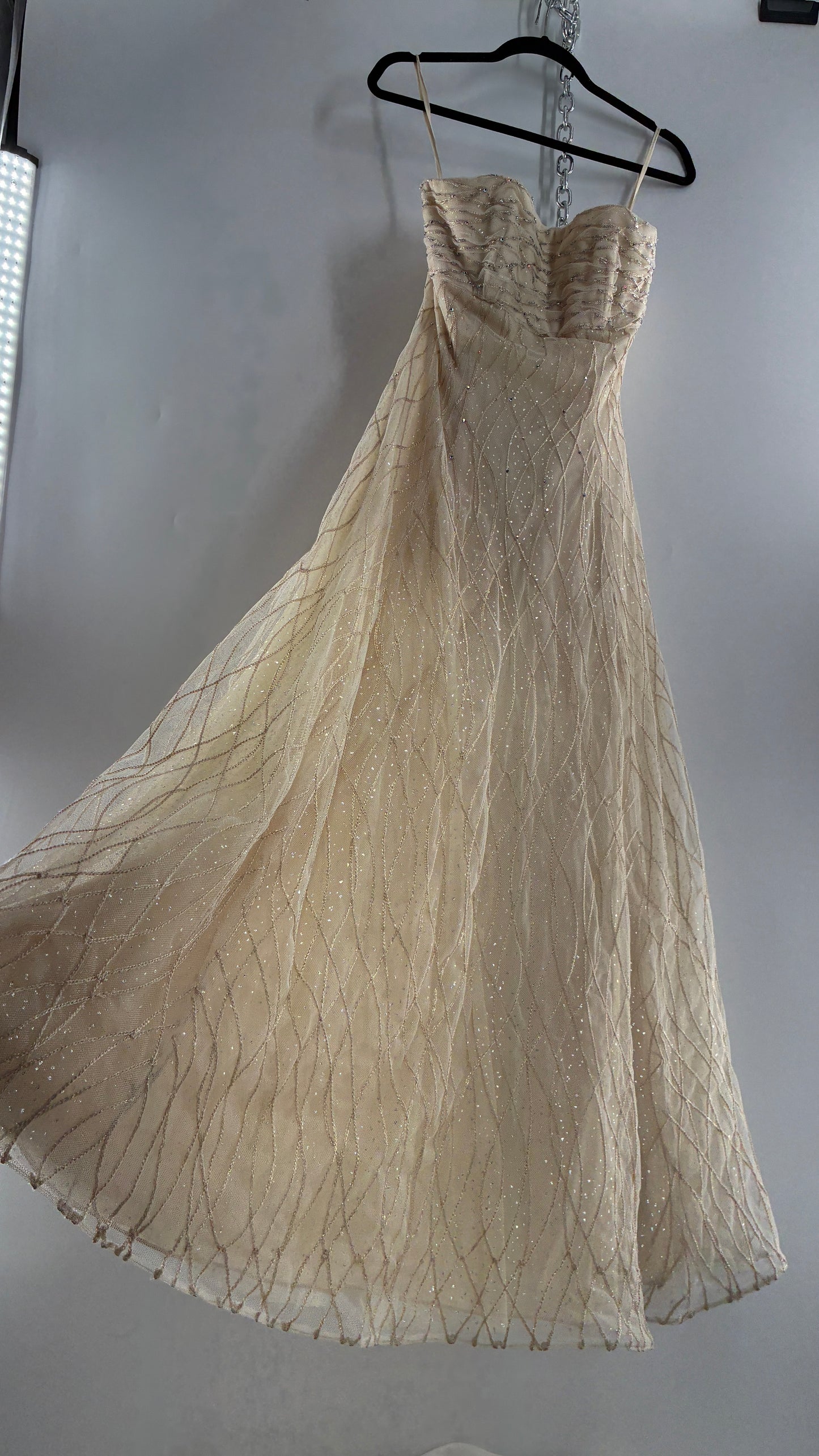 Vintage Victor Costa for Neiman Marcus Strapless Ruched/Pleated Bust Mermaid Gown Covered in Braided Threads and Embroidered Beads (6)