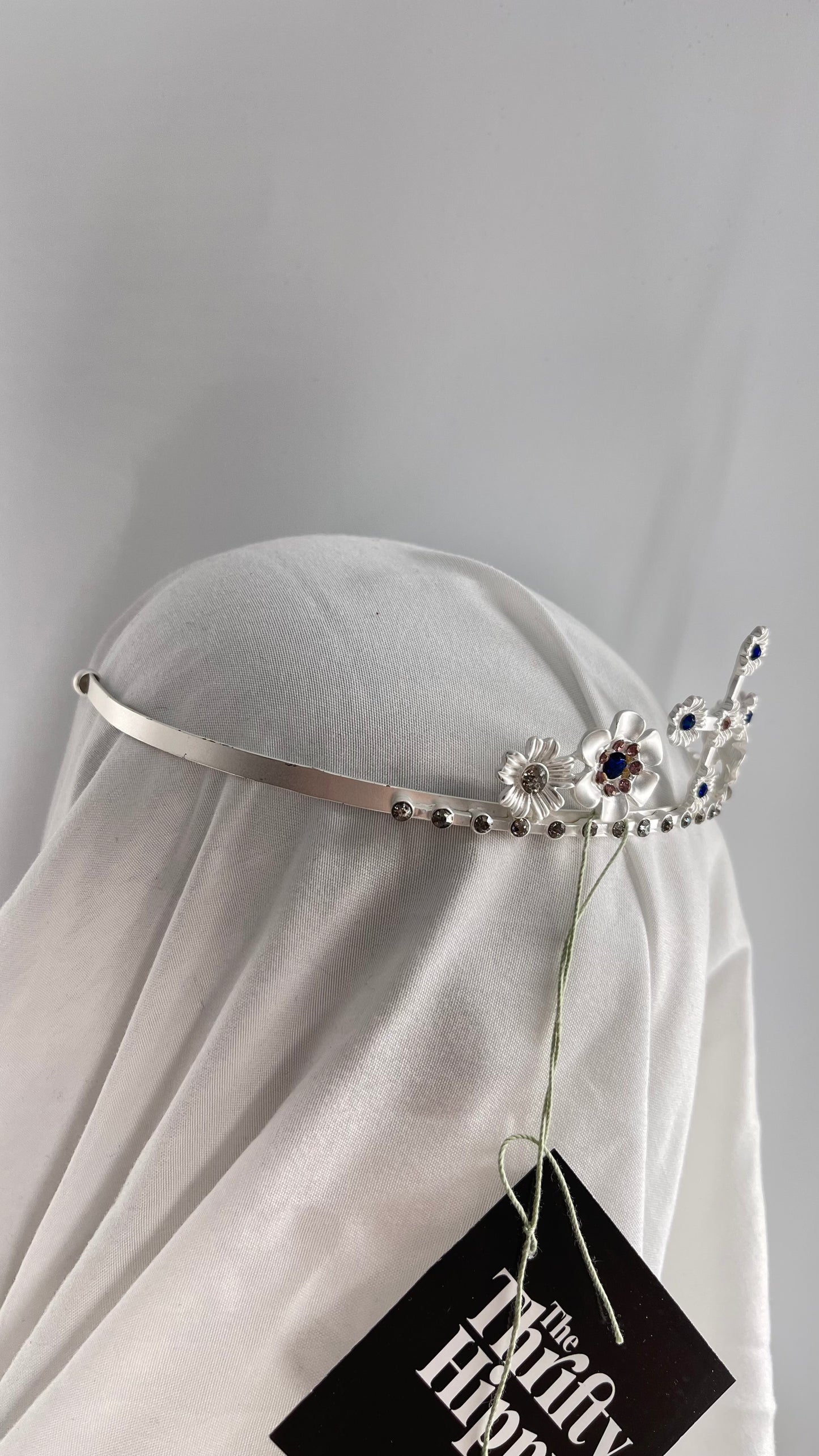 Free People Chrome Metal Silver Renaissance Tiara with Gemstones